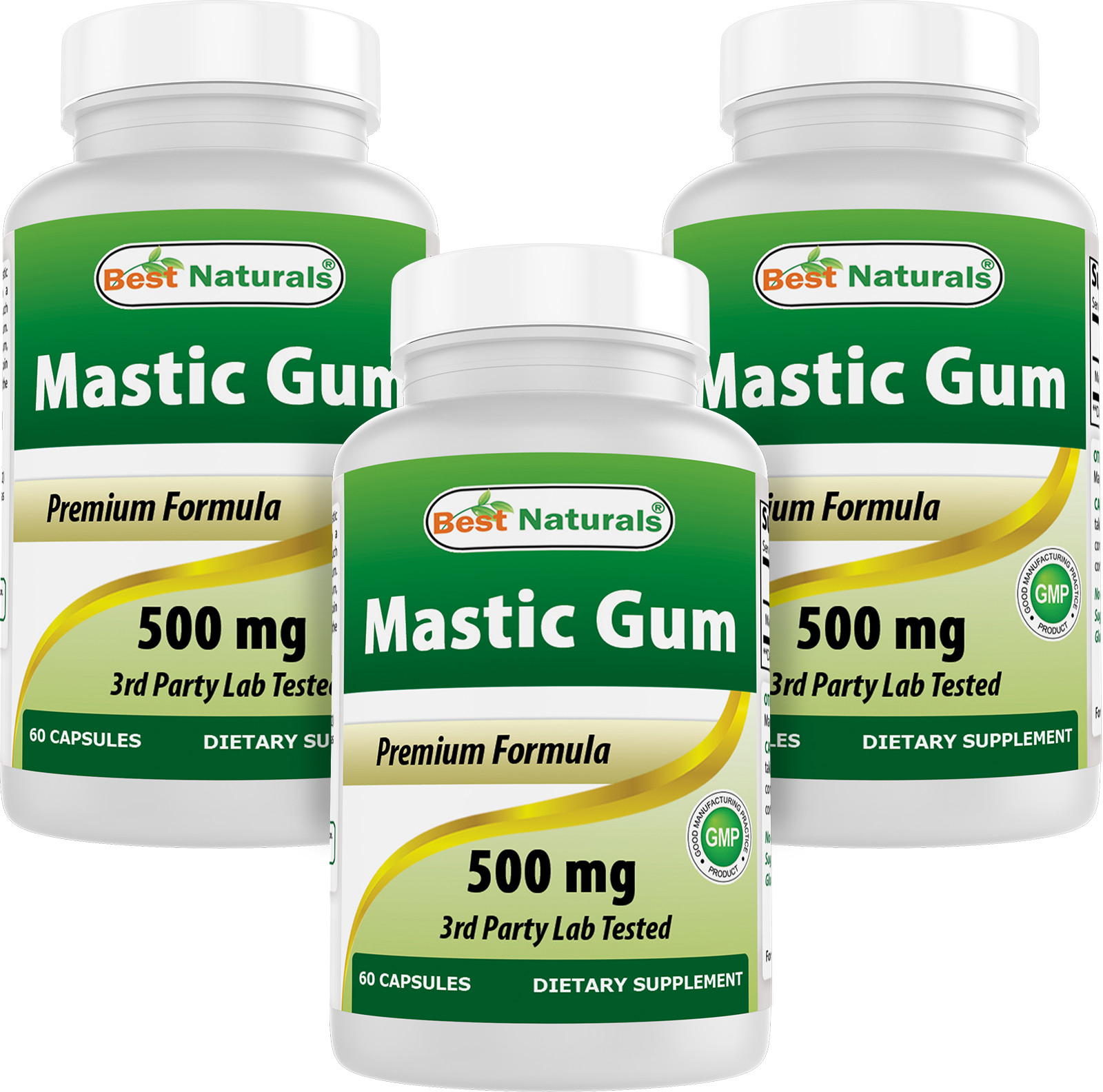 3 Pack Best Natural Mastic Gum 500 mg 60 Capsules