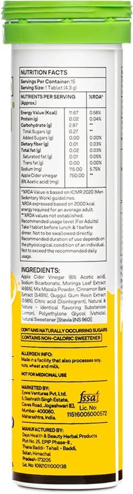 OZIVA metabolic acv moringa 15tablets