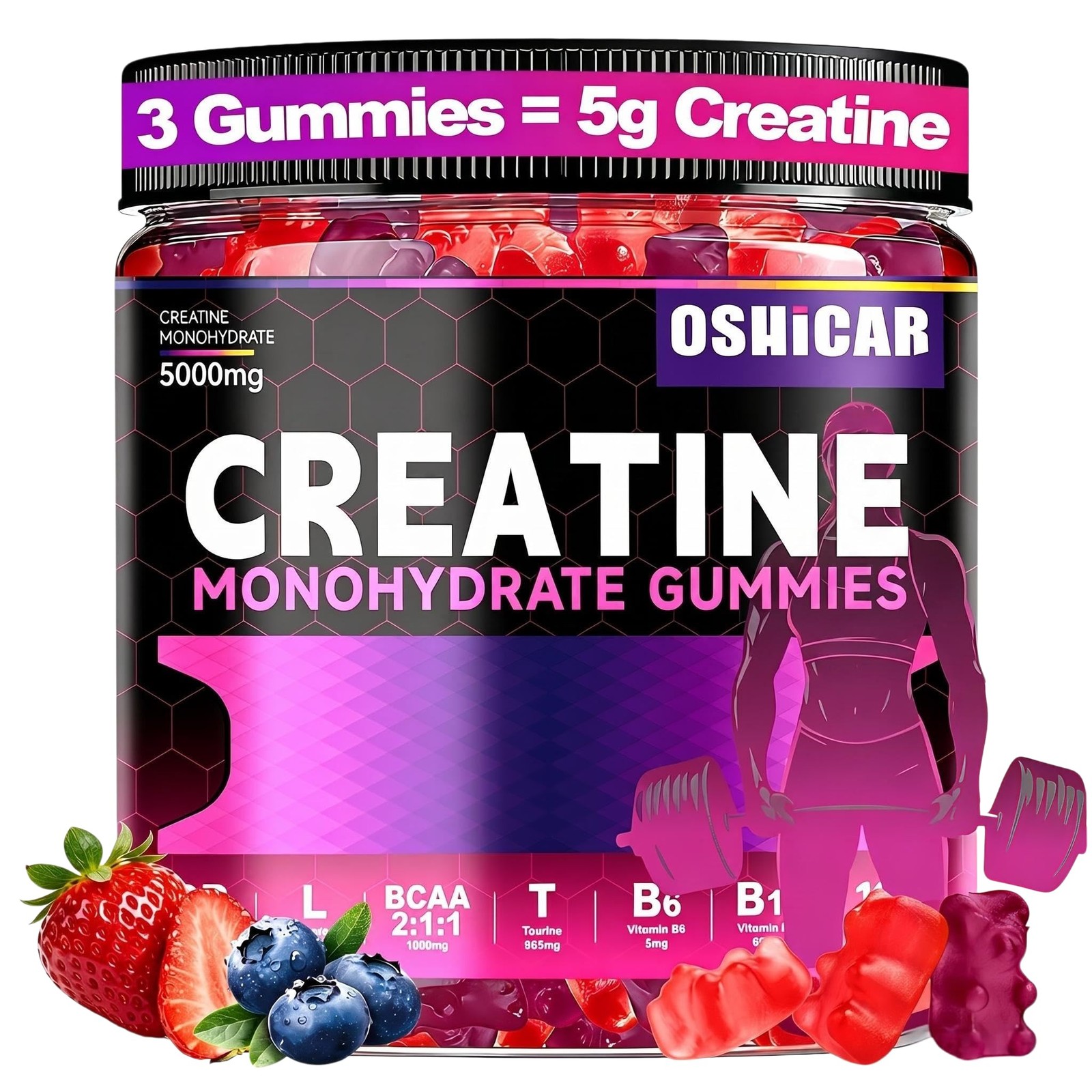 Oshicar Creatine Gummies For Women 3 Gummies 5G Creatine Monohydrate