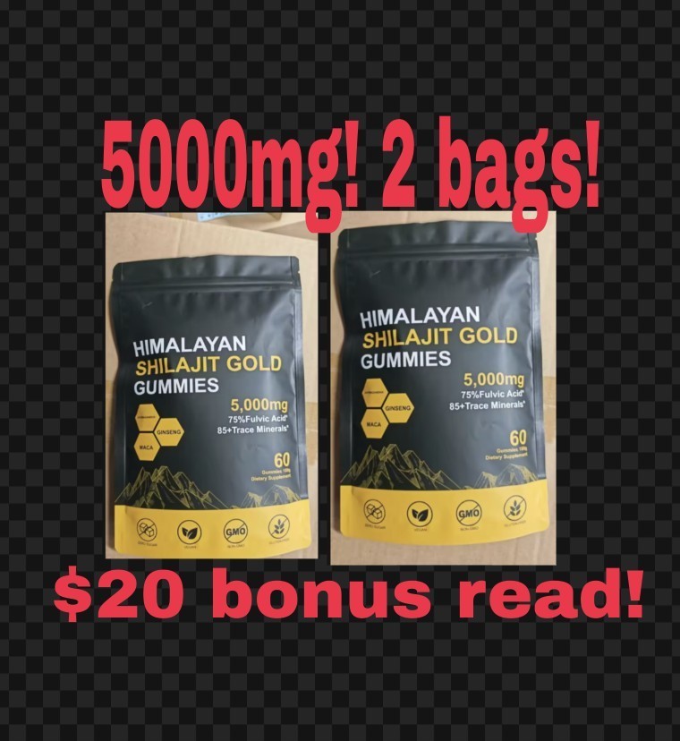 5000mg Himalayan Shilajit Gummies Ashwagandha Fulvic Acid 60ct + (2) Preform Man