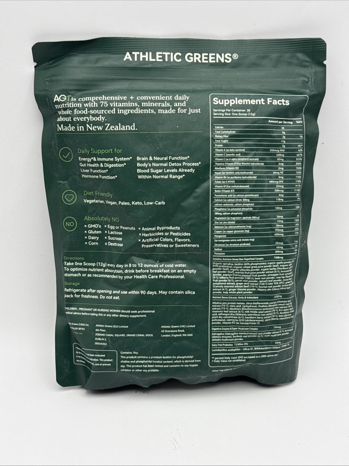 AG1 Athletic Greens Powder Bag 12.7oz 360g 30 Day Supply Exp 9/27 (Smeared)