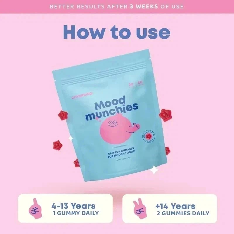 2 PACKS— NEW LUXRY JoySpring Mood Munchies – Saffron Gummies for Mood & Focus