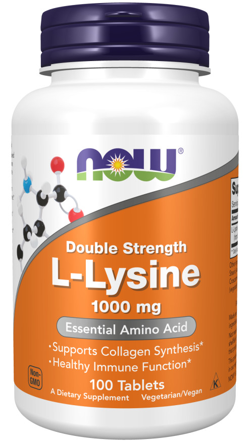 NOW Foods L-Lysine Double Strength 1000mg Tablets – 100 Count