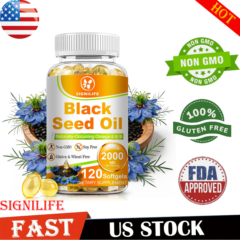 Black Seed Oil Capsules 2000mg 120 Count Softgels -Premium Cold Pressed Non-GMO