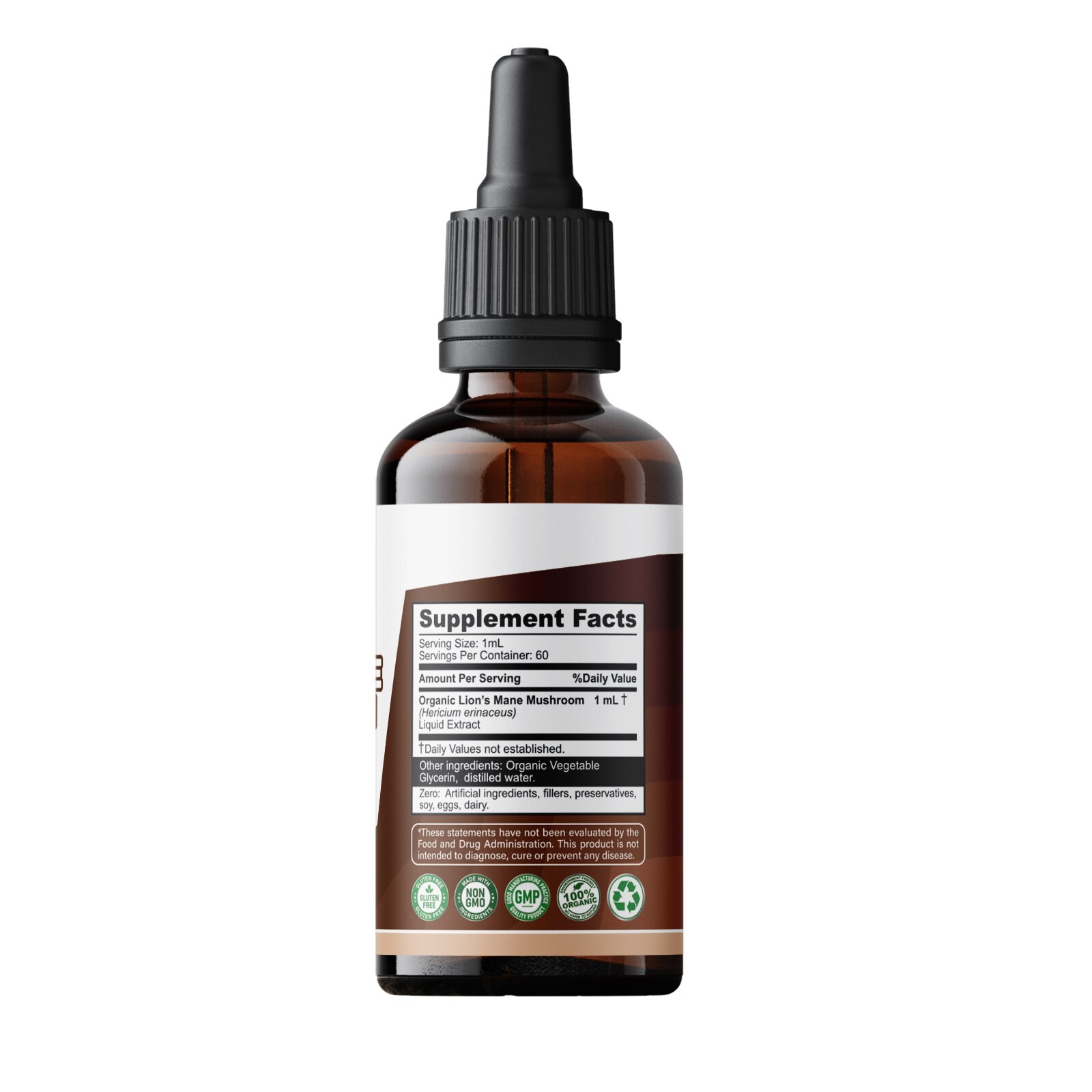 Lions Mane Mushroom Extract Non Gmo Tincture Liquid Herbal Drops 2 Fl Oz