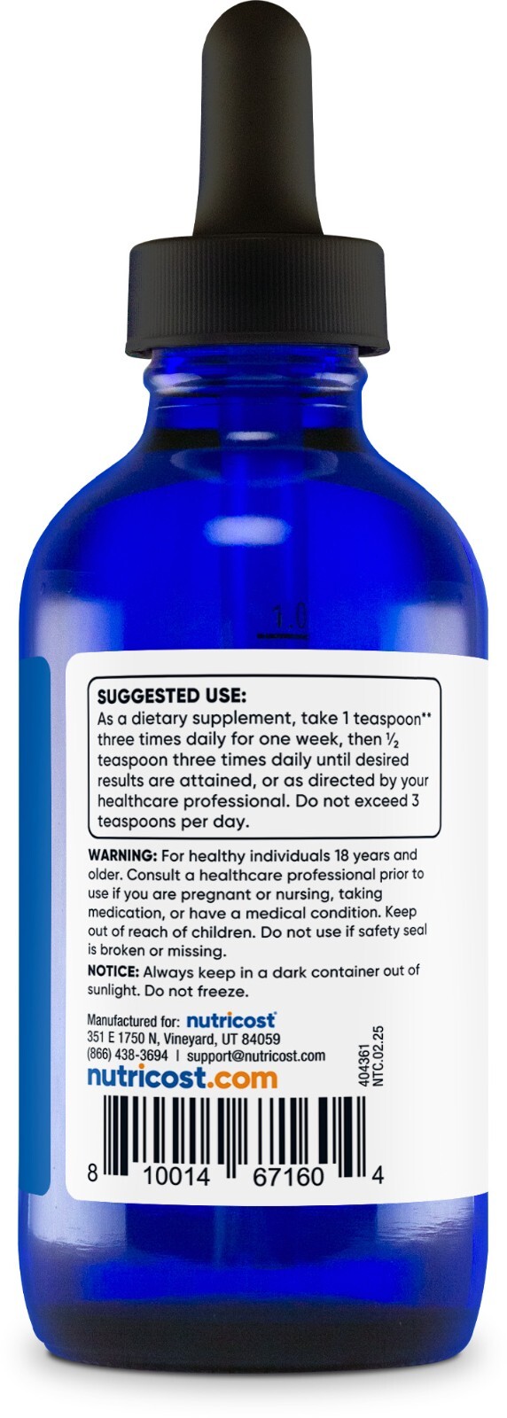 Nutricost Colloidal Silver 4oz 30PPM – Cobalt Blue Glass Bottles, Bio-Active