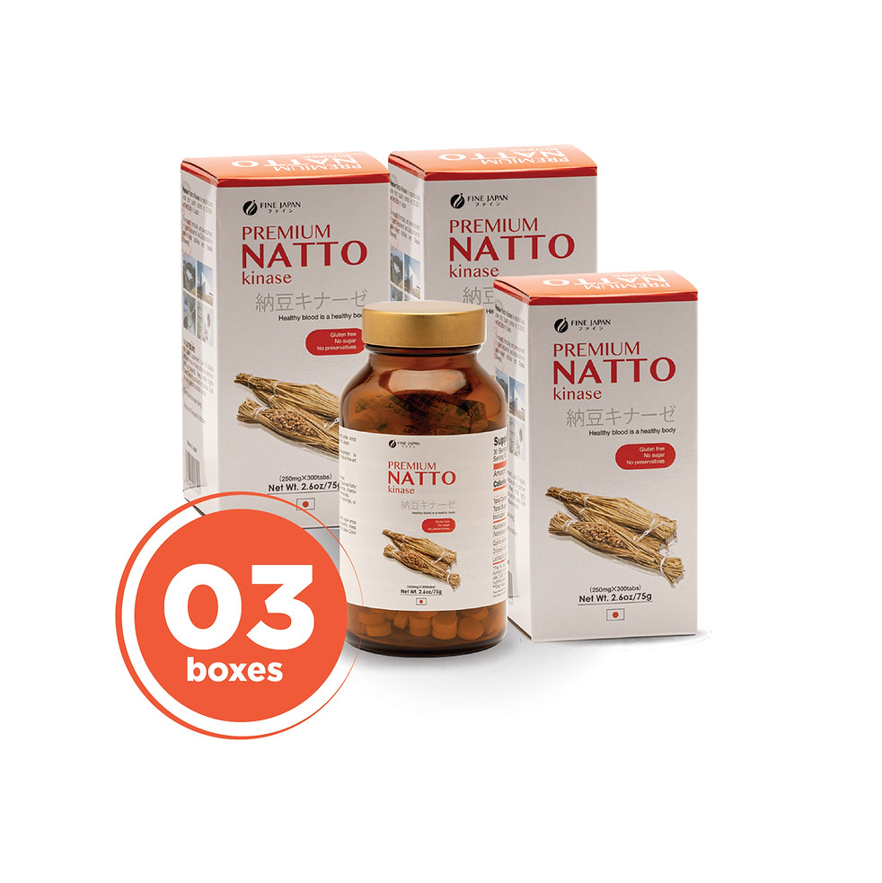FINE JAPAN Nattokinase – 100% Japanese Fermented Soybeans [3 Boxes]