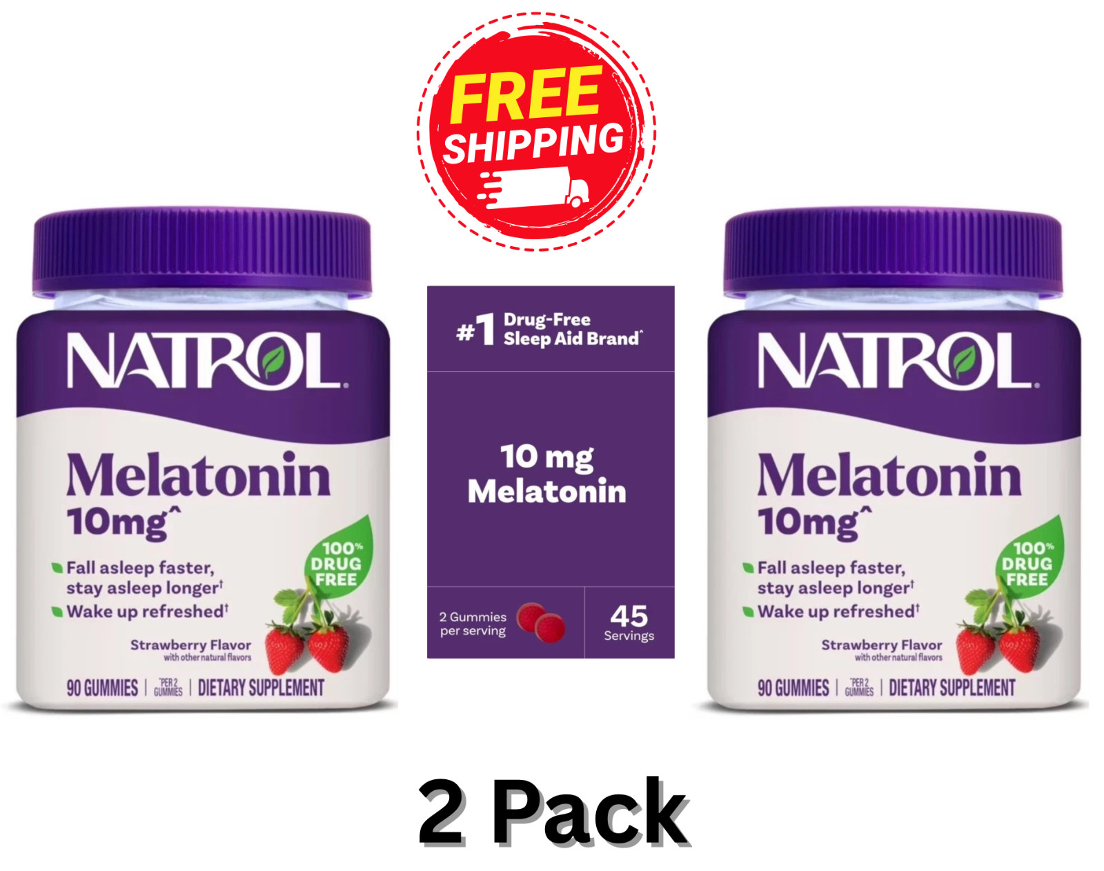Natrol® Melatonin Gummies, Sleep Support for Adults, Strawberry Flavor, 10mg,