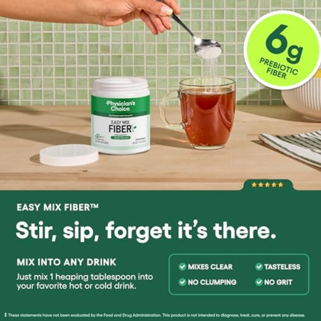Physician’s CHOICE Easy Mix Fiber for Digestive Health & Regularity – No Grit, S