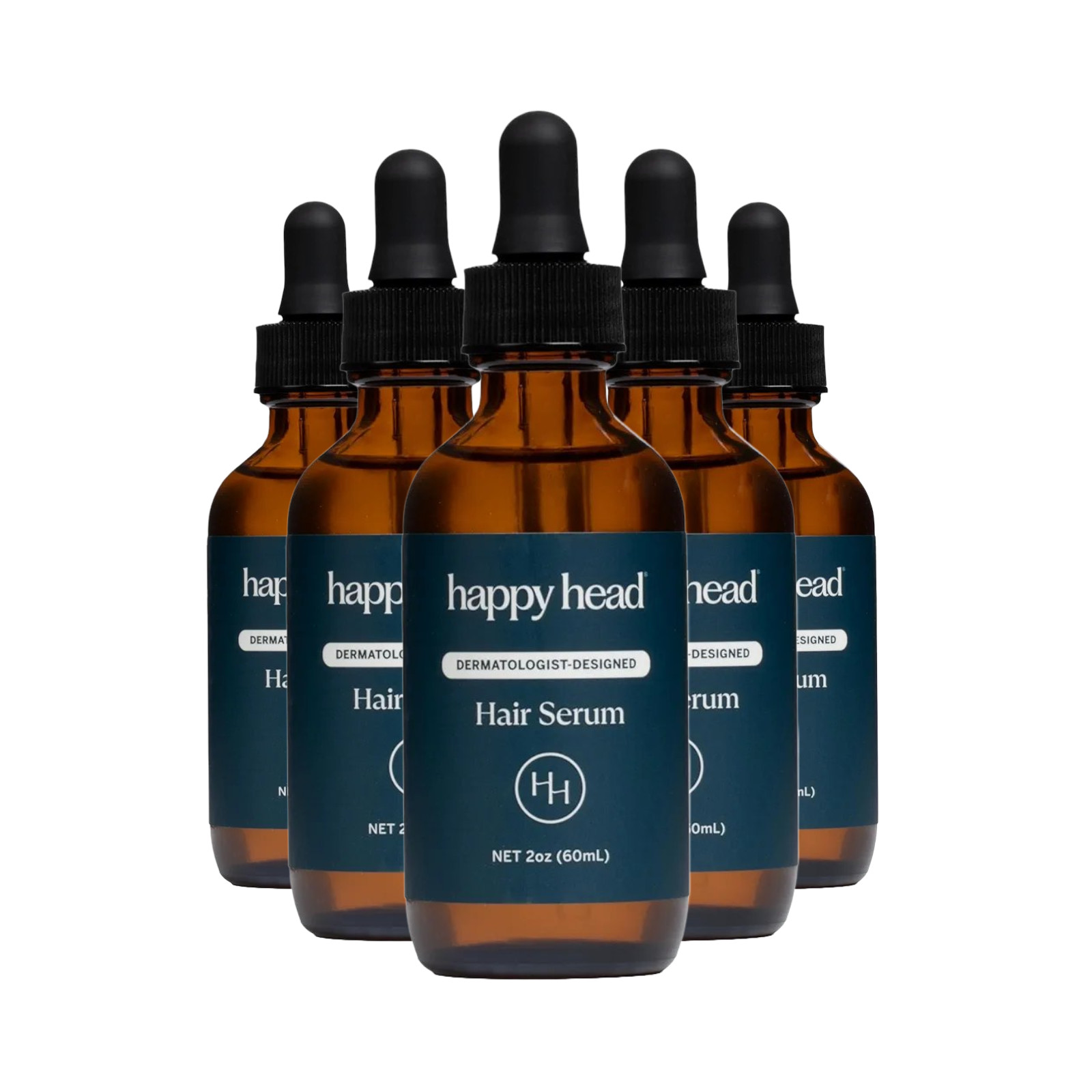 (5-Pack) Happy Head Hair Regrowth Serum – Leave In Scalp & Hair Treatment Drops