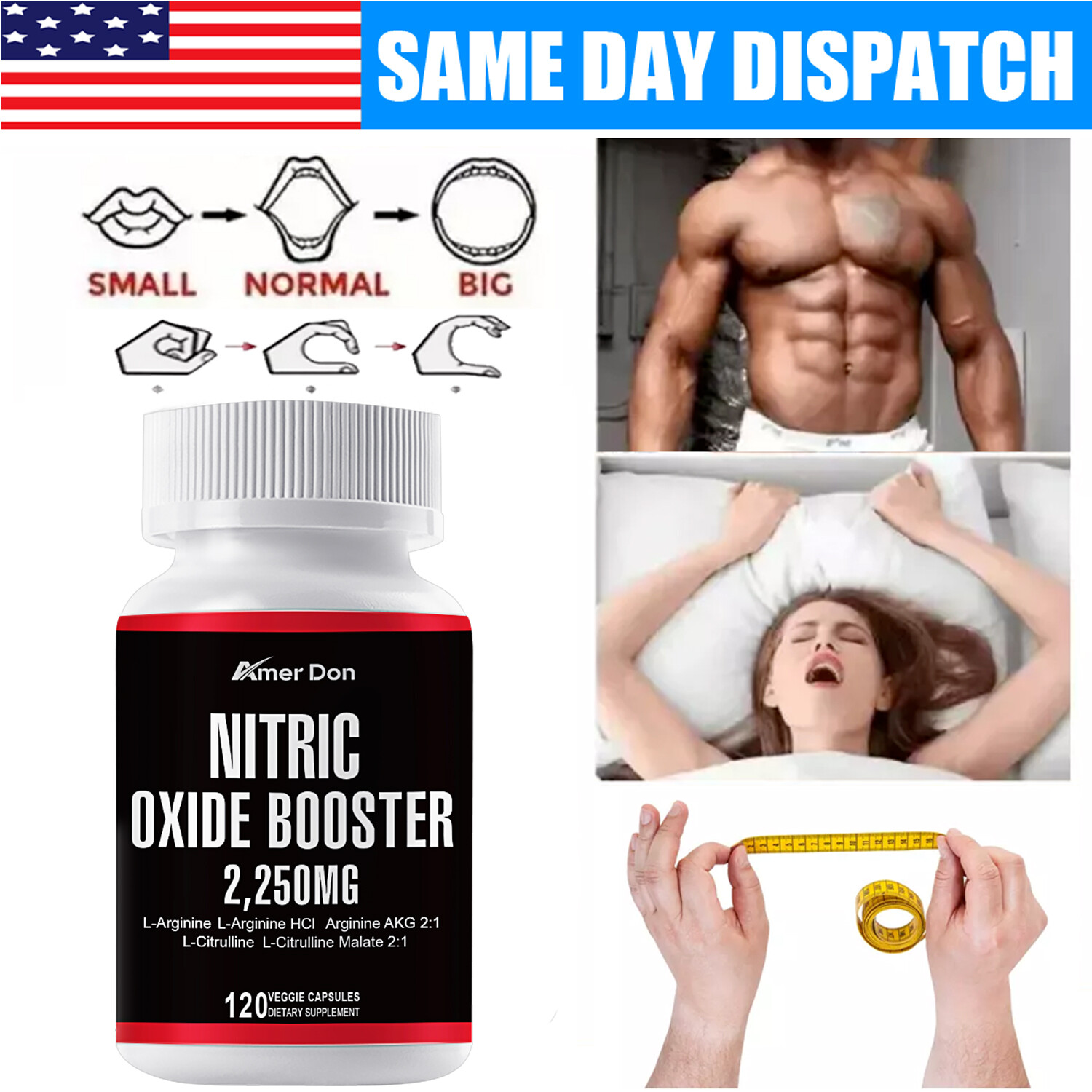 Nitric Oxide Booster Supplement – L-Arginine, L-Citrulline 2250mg – 120 Capsules