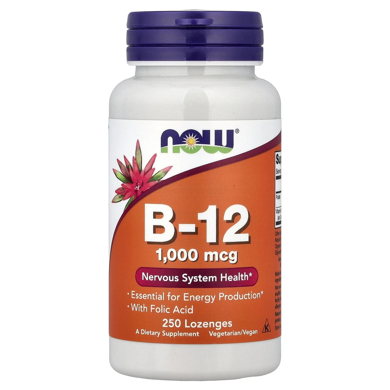 NOW Vitamin B-12 1000mcg 250 Lozenges Dietary Supplement