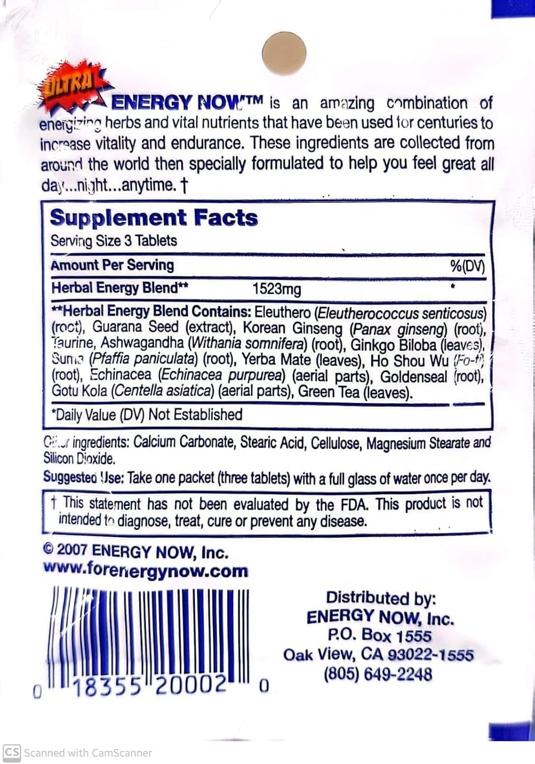 Ultra Energy Now, Herbal Supplements 2 Boxes – 24 Packs x 3 Tablets in Each