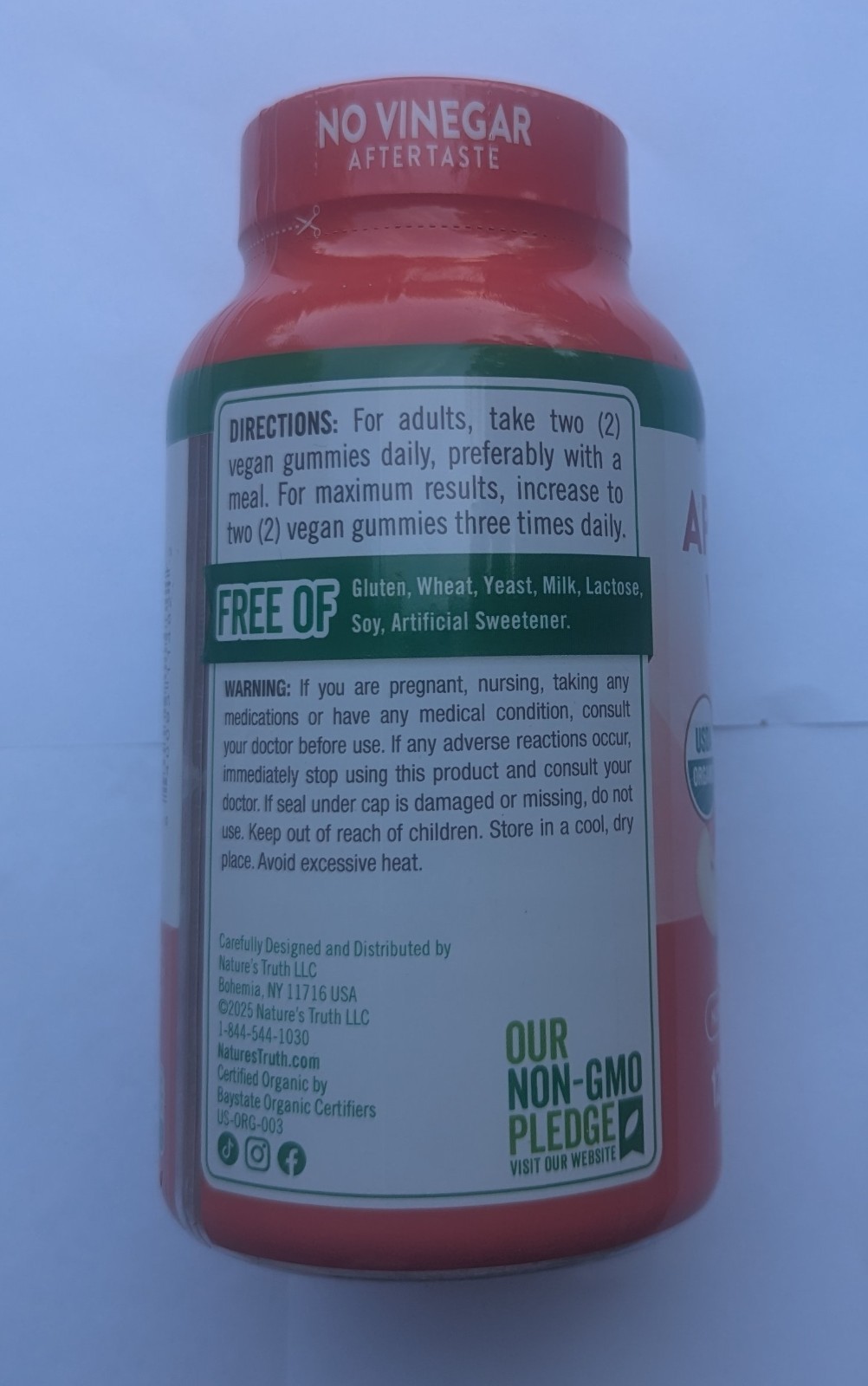 Organic Apple Cider Vinegar Gummies 500 Mg, 120 Ct Ex 10/27