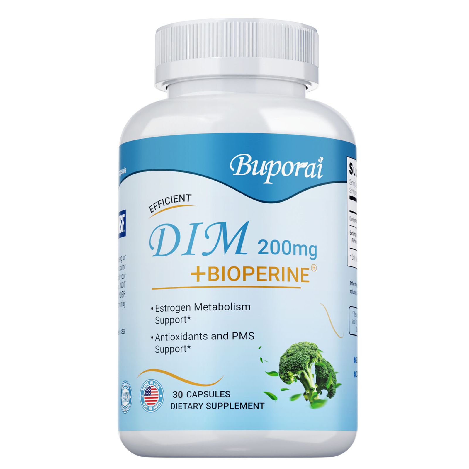 DIM (Diindolylmethane) 200mg – Black Pepper, Estrogen Hormone Menopause Support