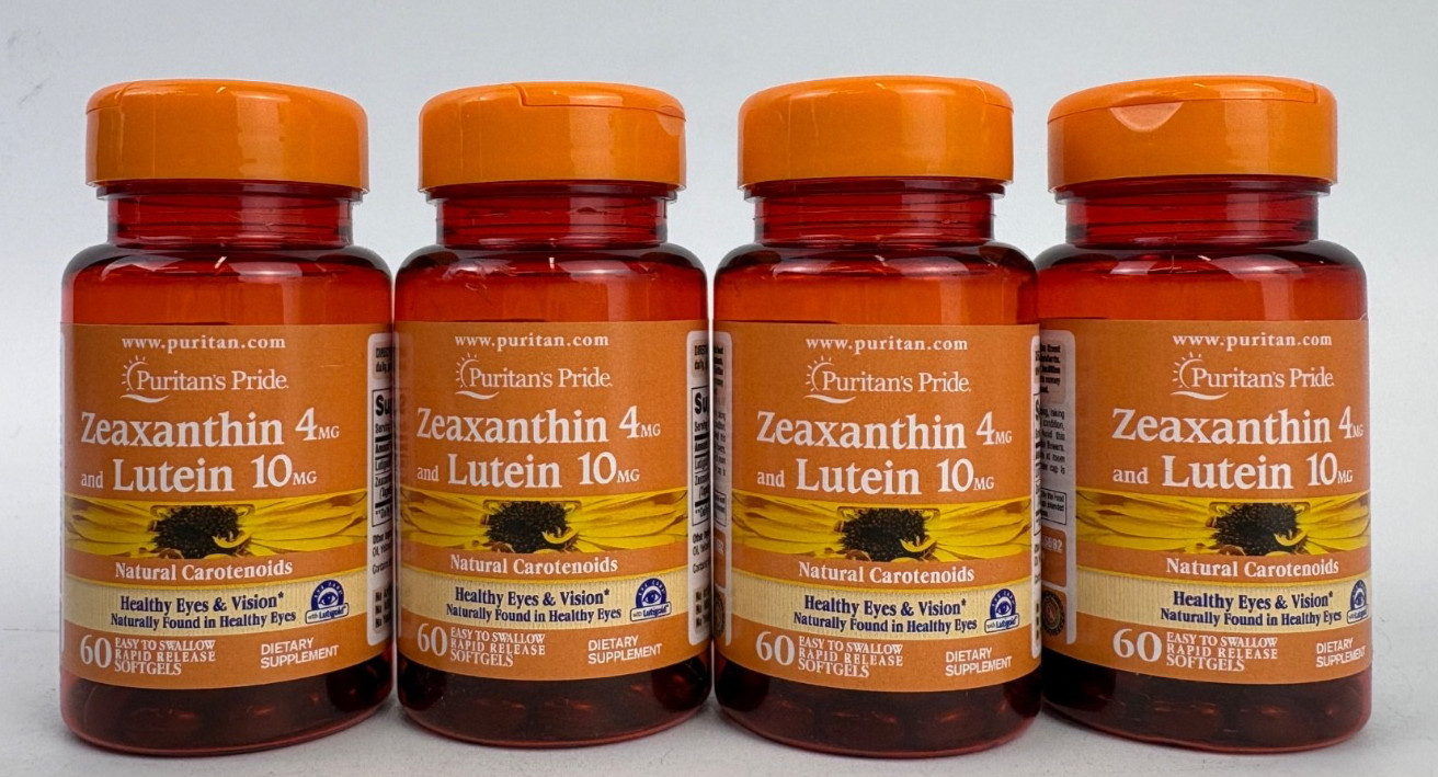 Puritan’s Pride Zeaxanthin 4mg & Lutein 10mg (60 Capsules) – 4 Pack Exp 04/2028