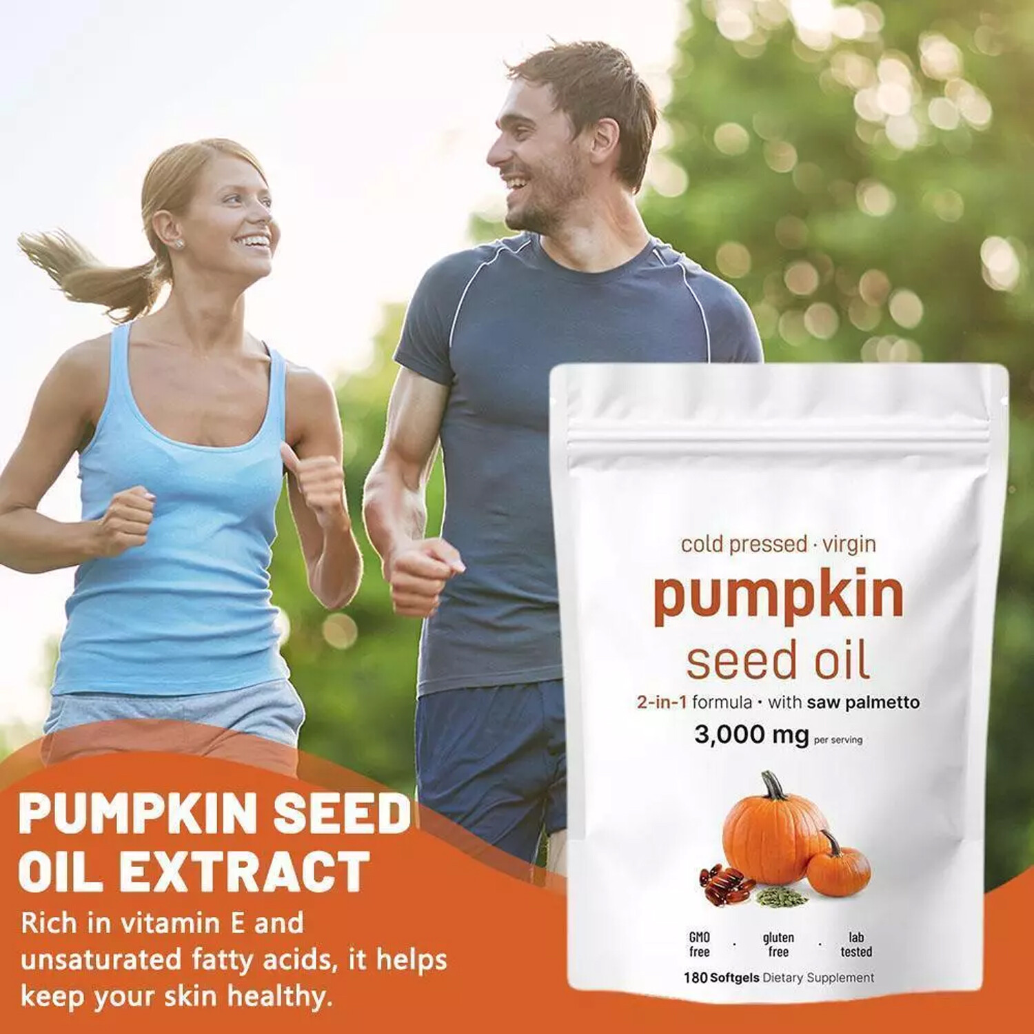 Seed Pumpkin Oil 3000mg + Saw Palmetto 300 mg | Prostate Support |180 Softgels