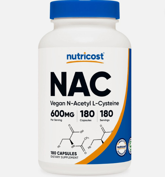 Nutricost N-Acetyl L-Cysteine (NAC) 600mg, 180 Capsules – Non-GMO & Gluten Free