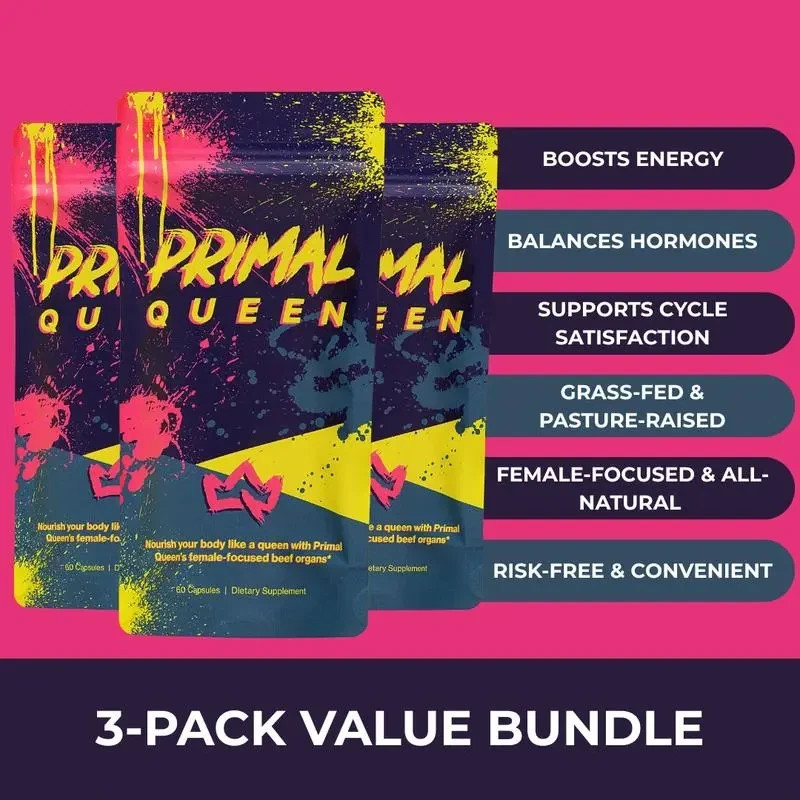 3PCS Primal Queen Supplement for Women 60 CountsBeef Organ Free Shipping !
