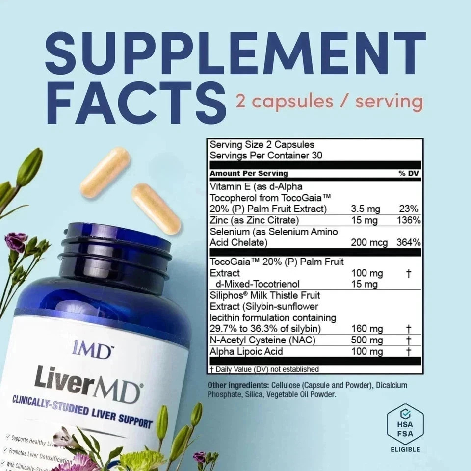 1MD Nutrition LiverMD – Liver Support Supplement | Siliphos Milk Thistle Extract