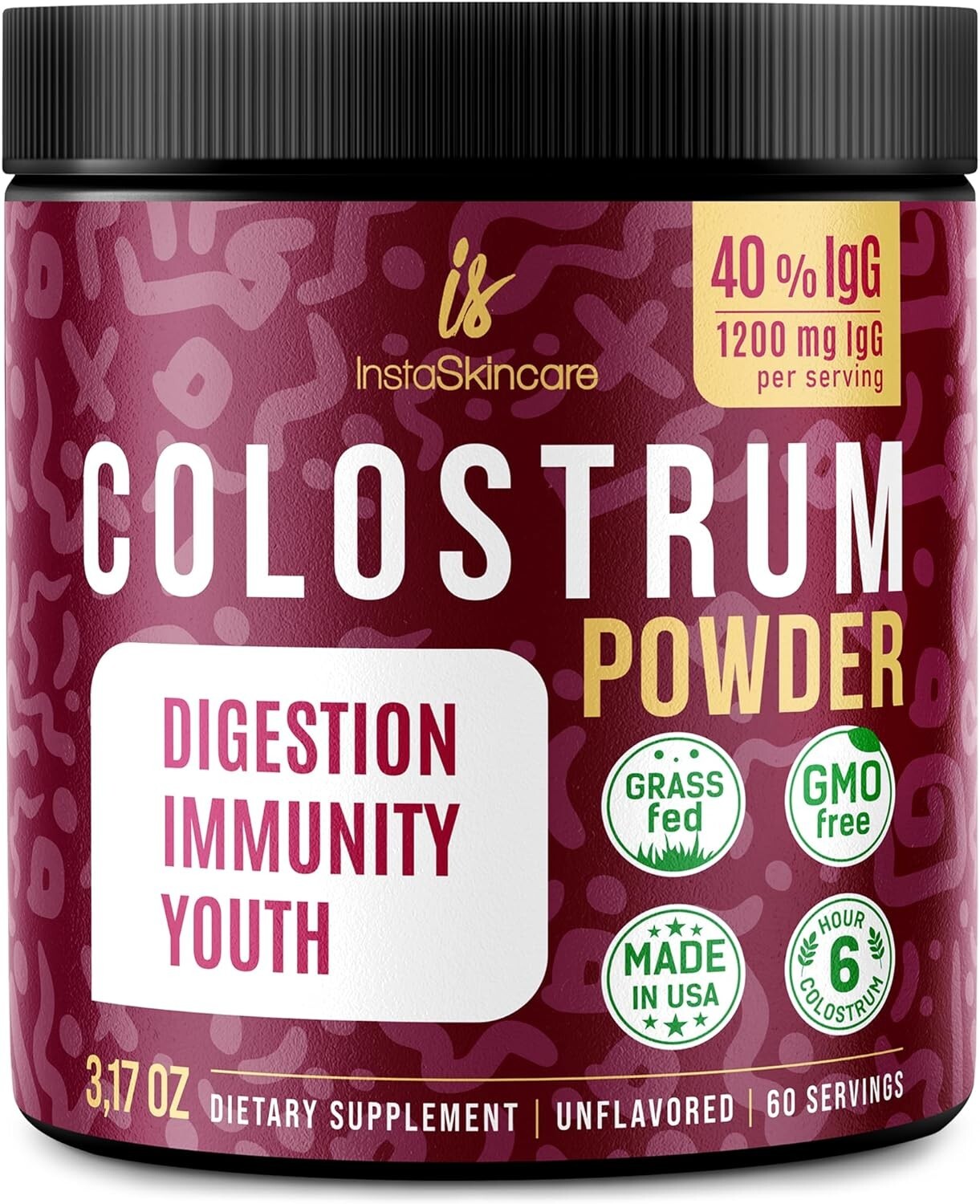 Bovine Colostrum Powder – 40% IgG Highly Concentrated Pure Bovine 3.17 OZ USA