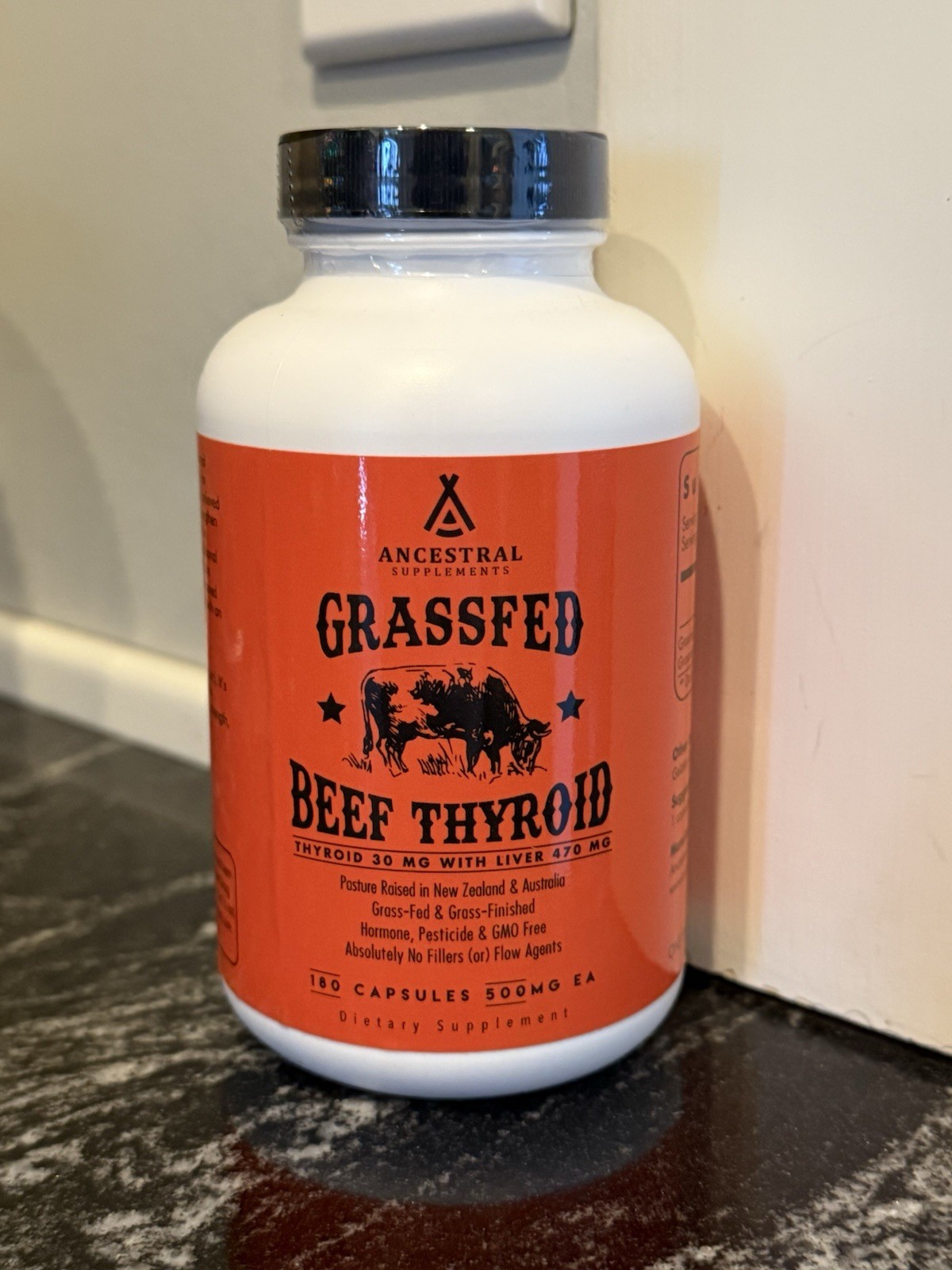 Ancestral Supplements Grass Fed Beef Thyroid 500 mg 180 Caps