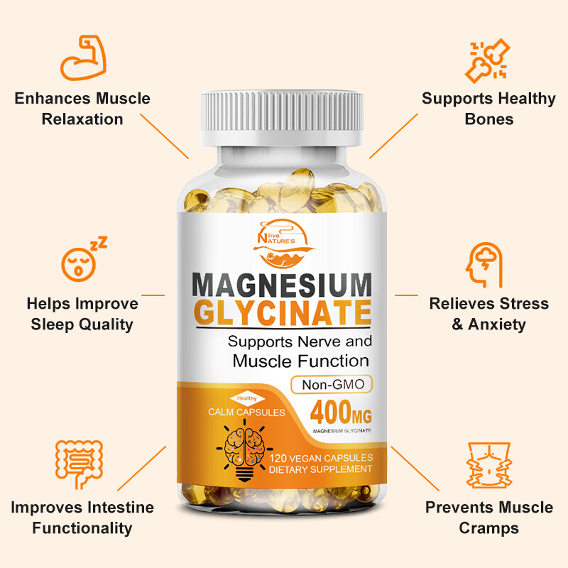 Magnesium Glycinate 400mg – 120 Capsules For Sleep, Stress Relief Support Bone