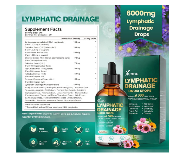 Lymphatic Drainage Drops Liposomal Immune Cleanse Support / Drenaje Linfatico