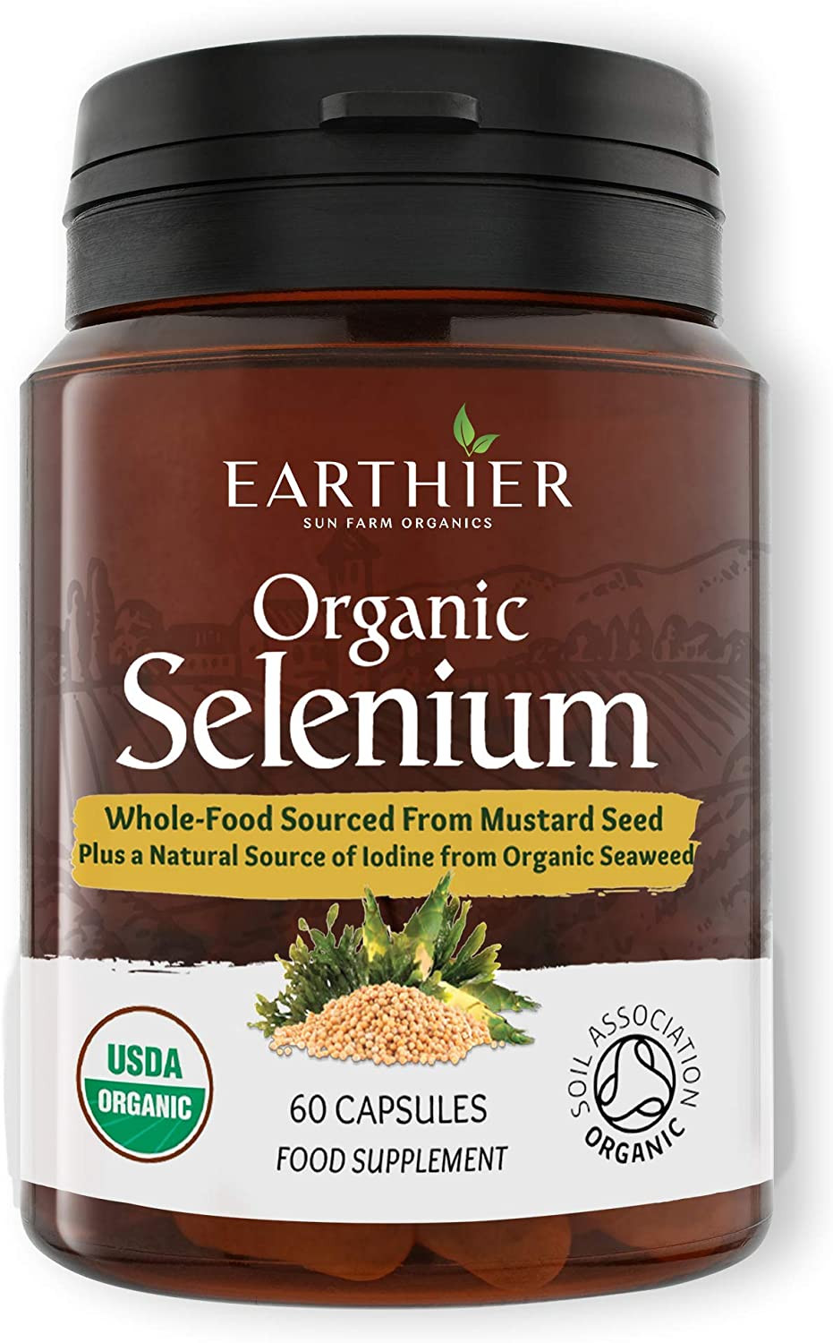 Organic Selenium 200 Mcg with Iodine and Silica All from Certified Organic Whole