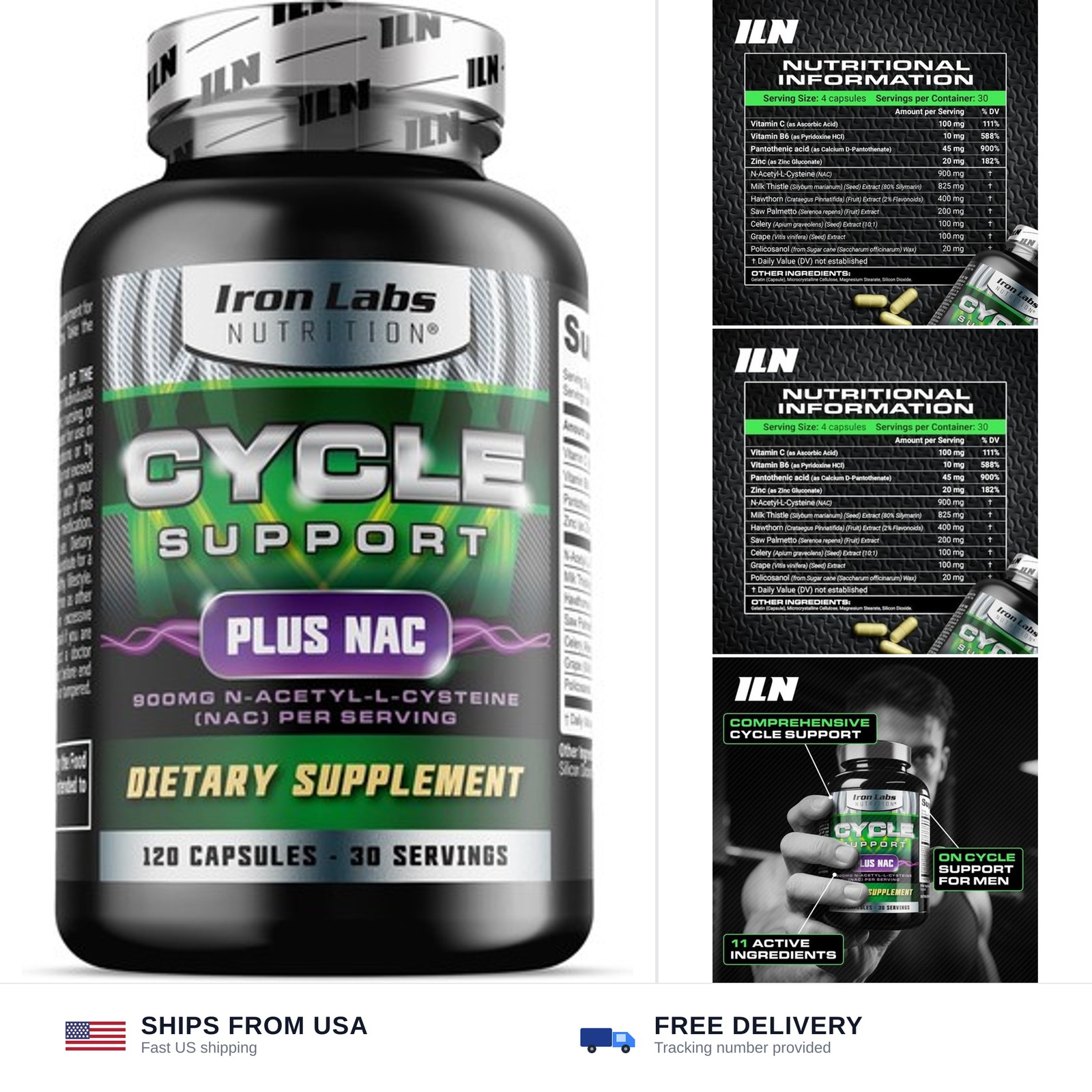 Cycle Support Plus NAC – Cycle Support Supplements for Men – 120 Capsules