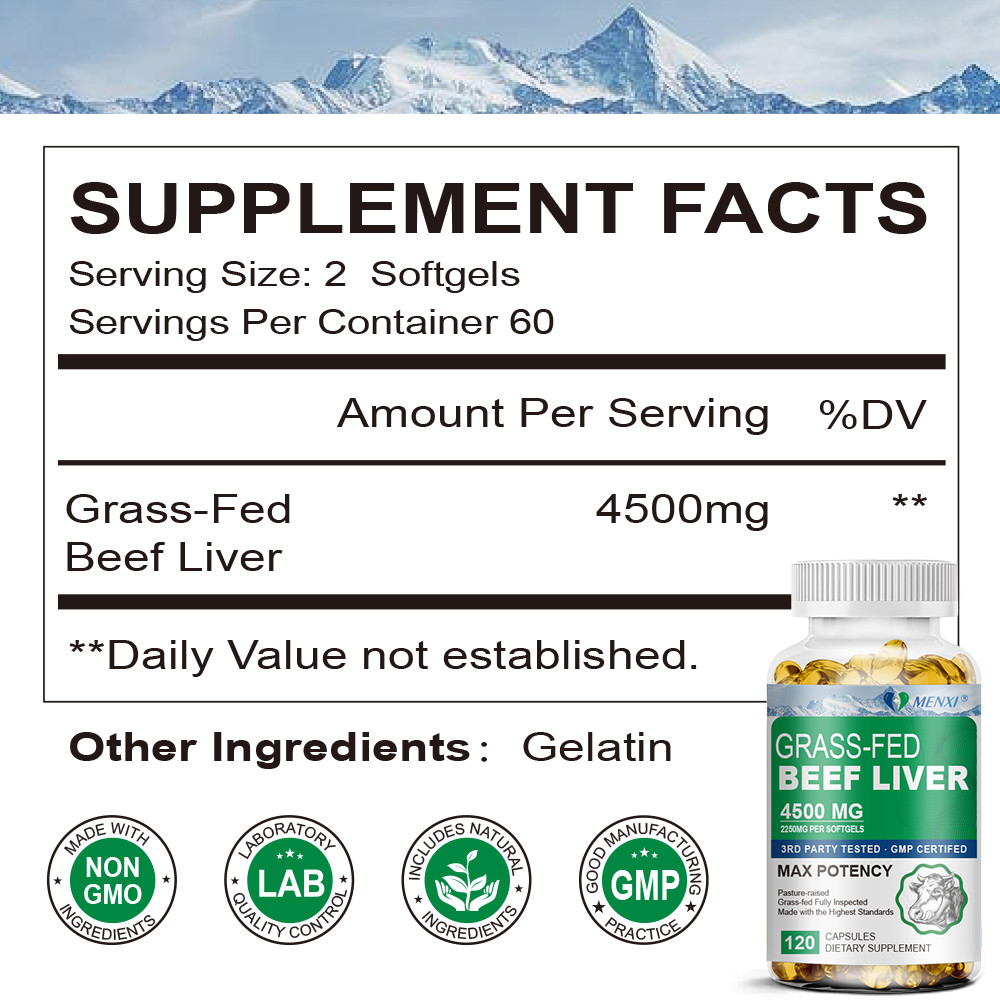 4500mg Grass Fed Beef Liver Capsules 100% Undefatted Premium Pasture-Raised