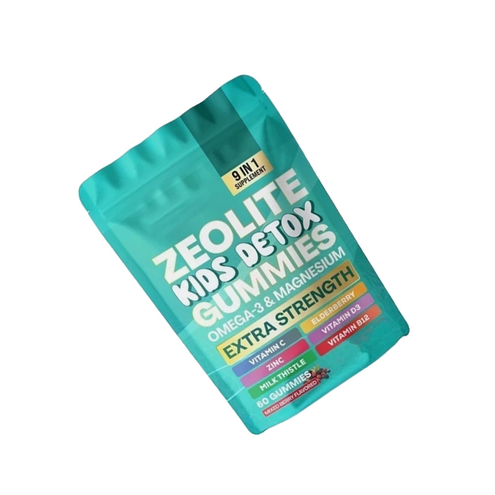 Detox Gummies Kids All-in-One Mixed Berry Flavored Zeolite 60 Gummies NEW