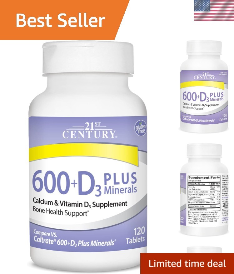 Bone & Joint Support Supplement: Calcium 600 Plus D & Minerals, 120 Tablets