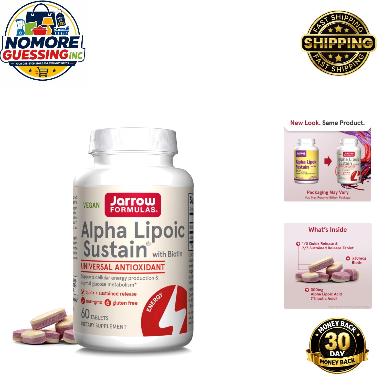 60-Count Alpha Lipoic Sustain 300 mg – Energy-Building Antioxidant Tablets