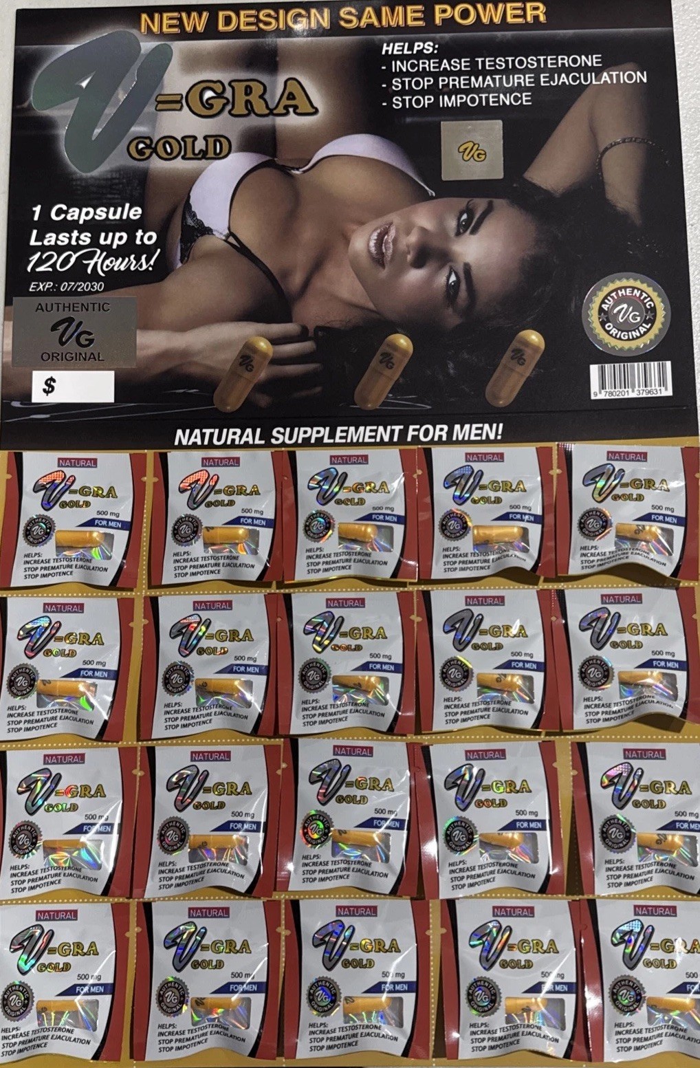 VG — V= GRA gold natural supplement for men – 20 COUNT – EXP 7/2028 vg vg