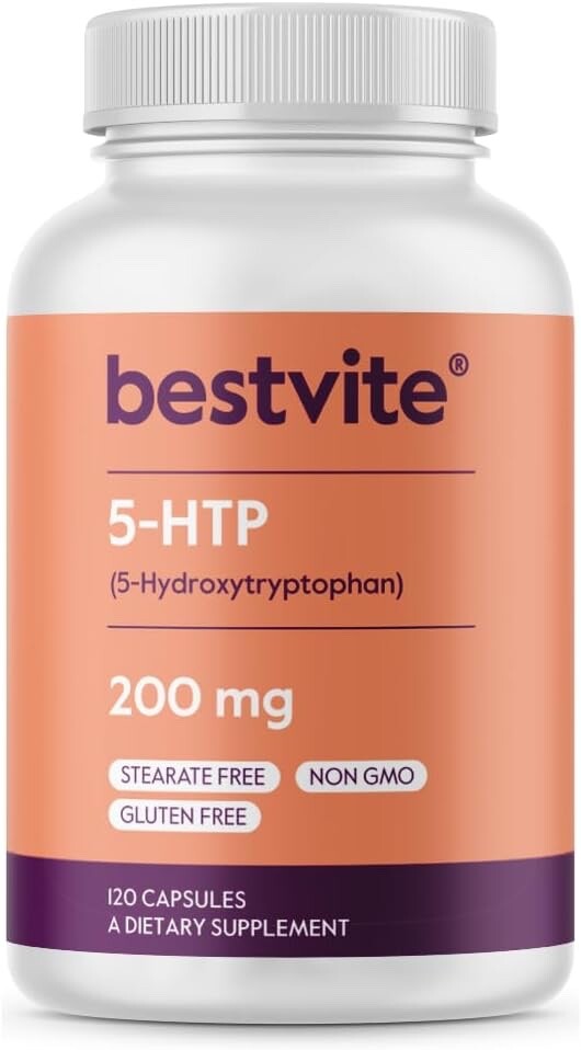 Bestvite 5-HTP 200mg (120 Capsules) – No Stearates- Gluten Free – Non GMO