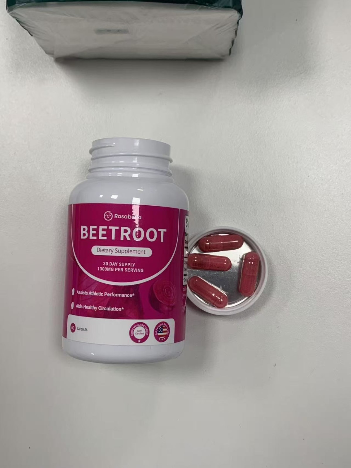 3PCS Rosabella Organic Beet Root Capsules – 60 Count, Natural Energy & Blood Pre