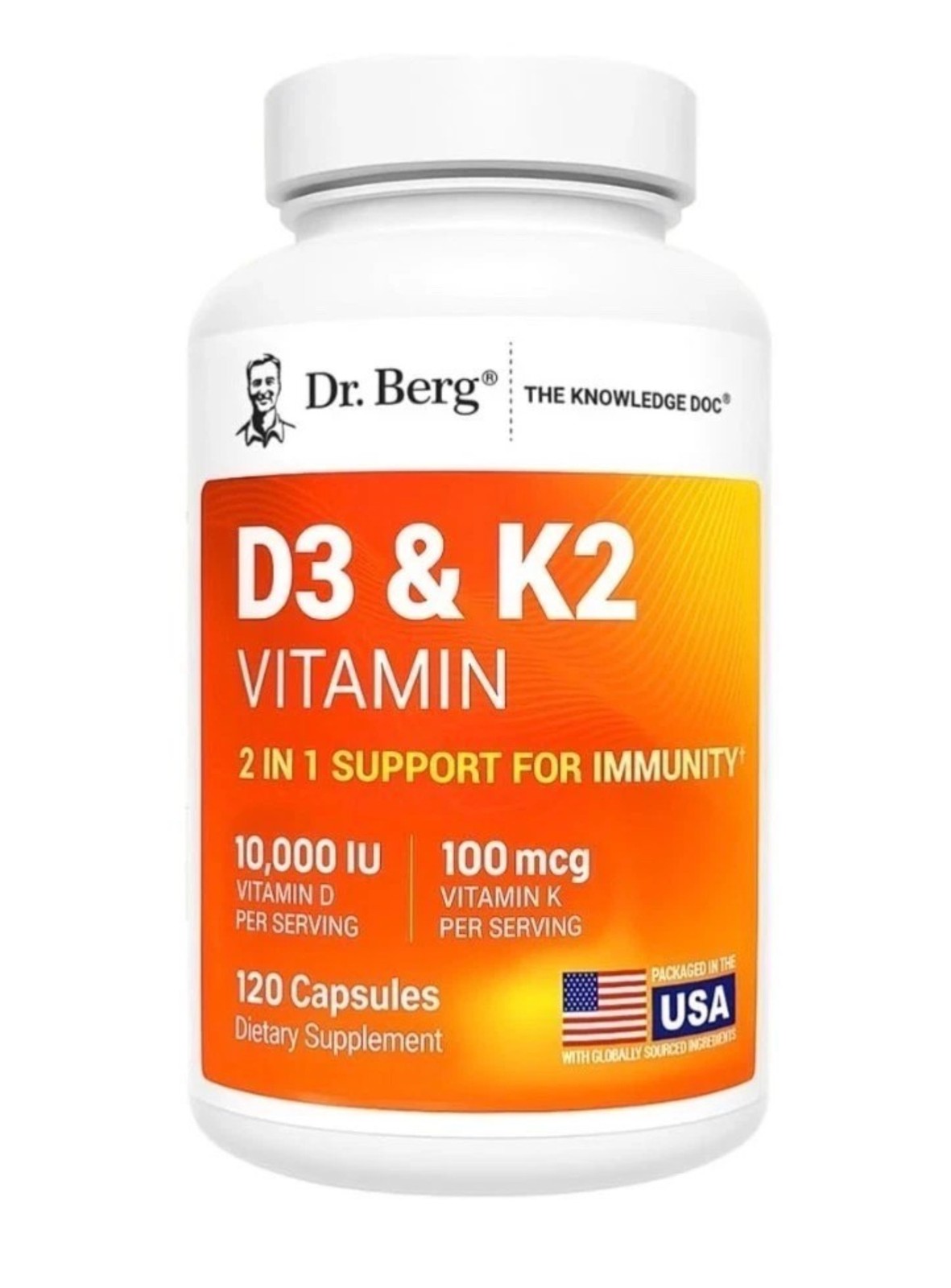 Dr. Berg’s Nutritionals 100mg Vitamin D3 & K2 Supplement – 120 Capsules