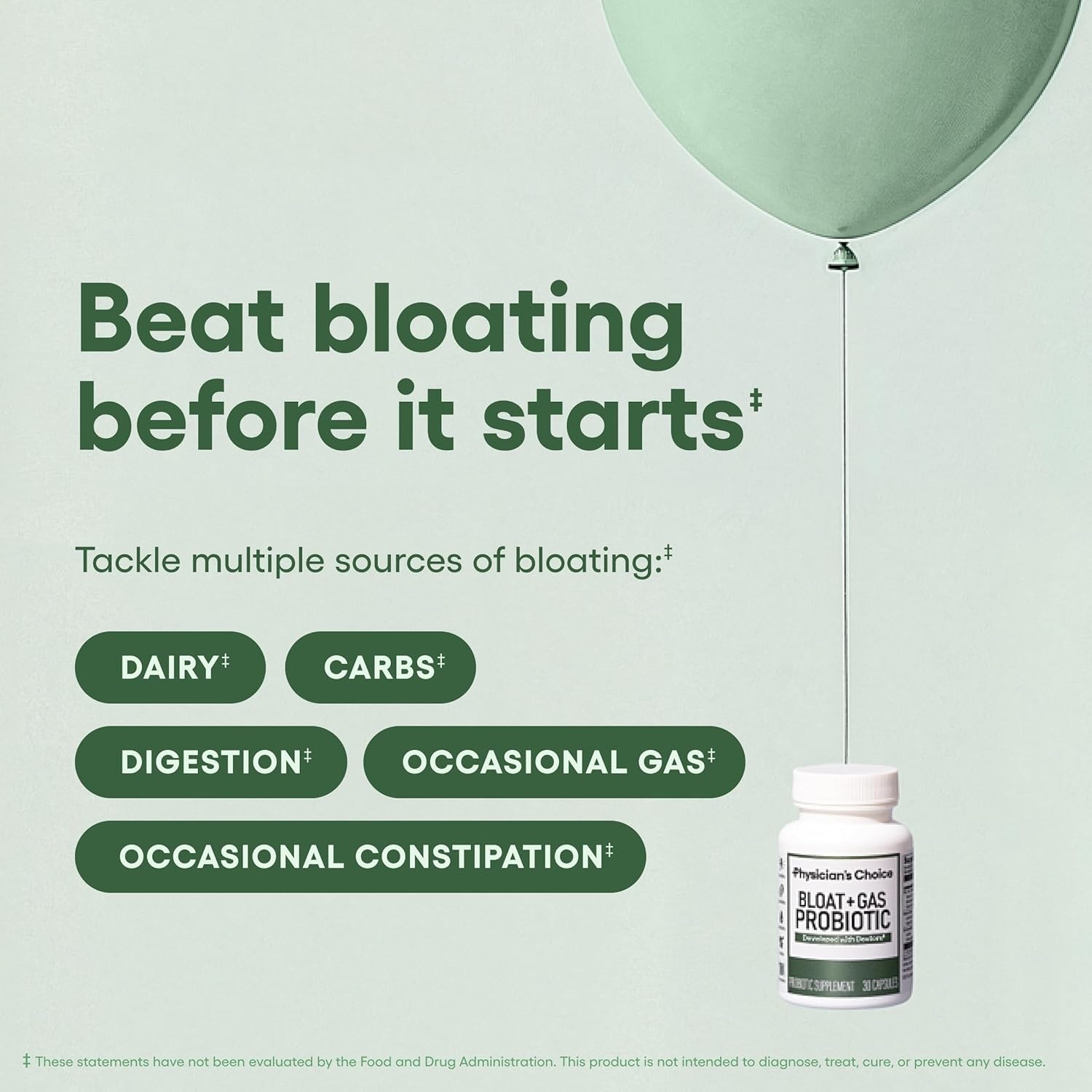 Physician’s CHOICE Bloat & Gas Probiotic 5-in-1 Proactive Support + Daily Relief