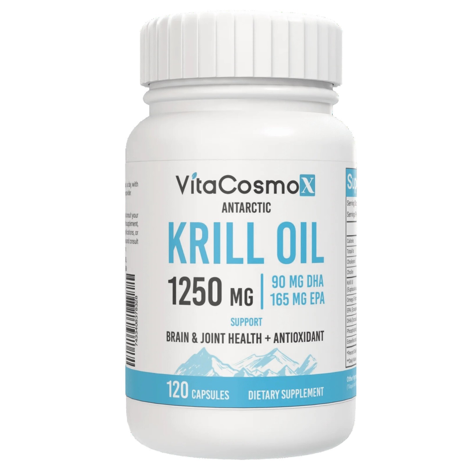 VitaCosmoX Antarctic Krill Oil 1250mg for Brain & Joint Support 120 capsules