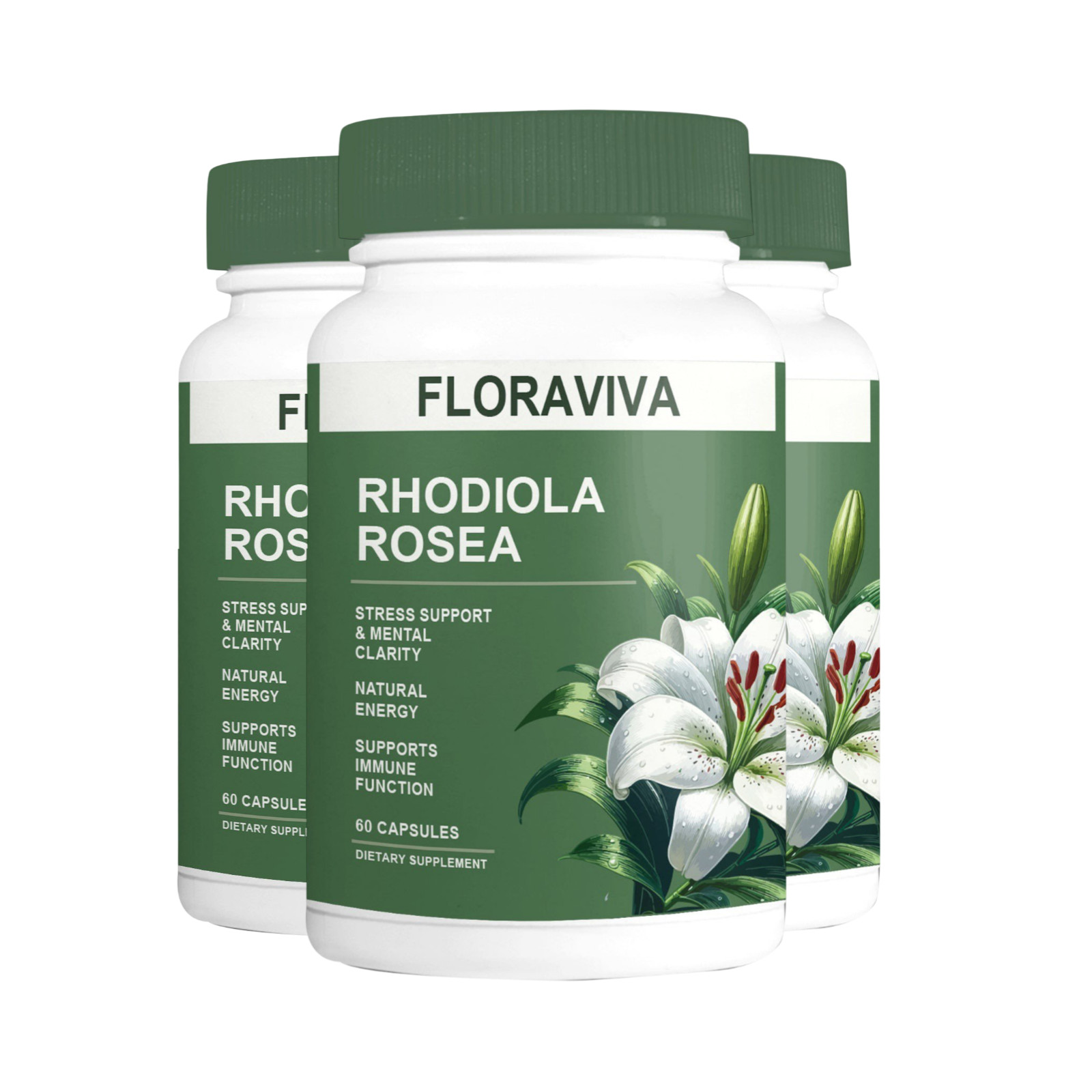 3-Pack Softgels -180 Rhodiola – Floraviva for Energy, Focus, Mood Rosea Softgels