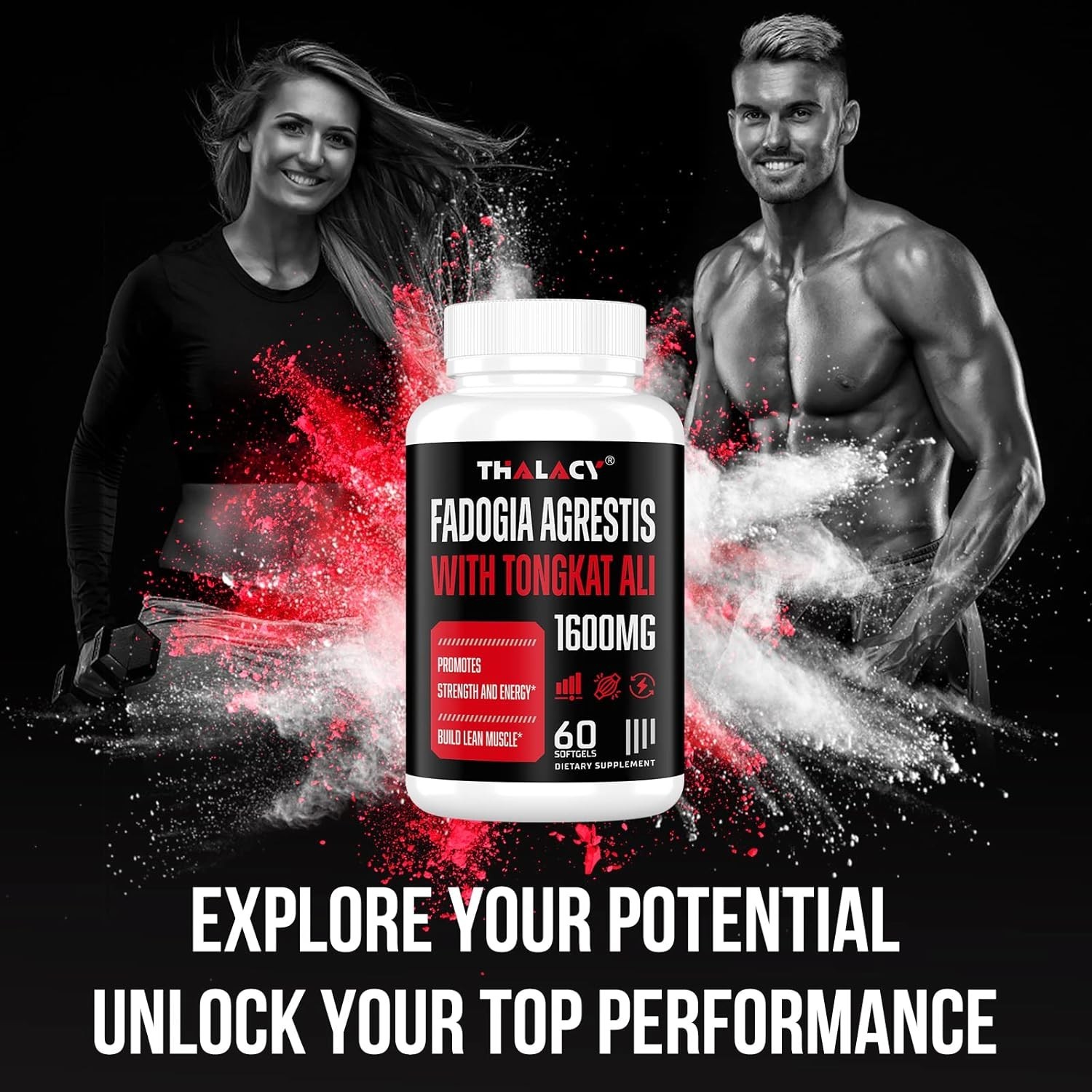 Natural Muscle Energy Booster: 1600mg Fadogia Agrestis, 60 Gluten-Free Softgels