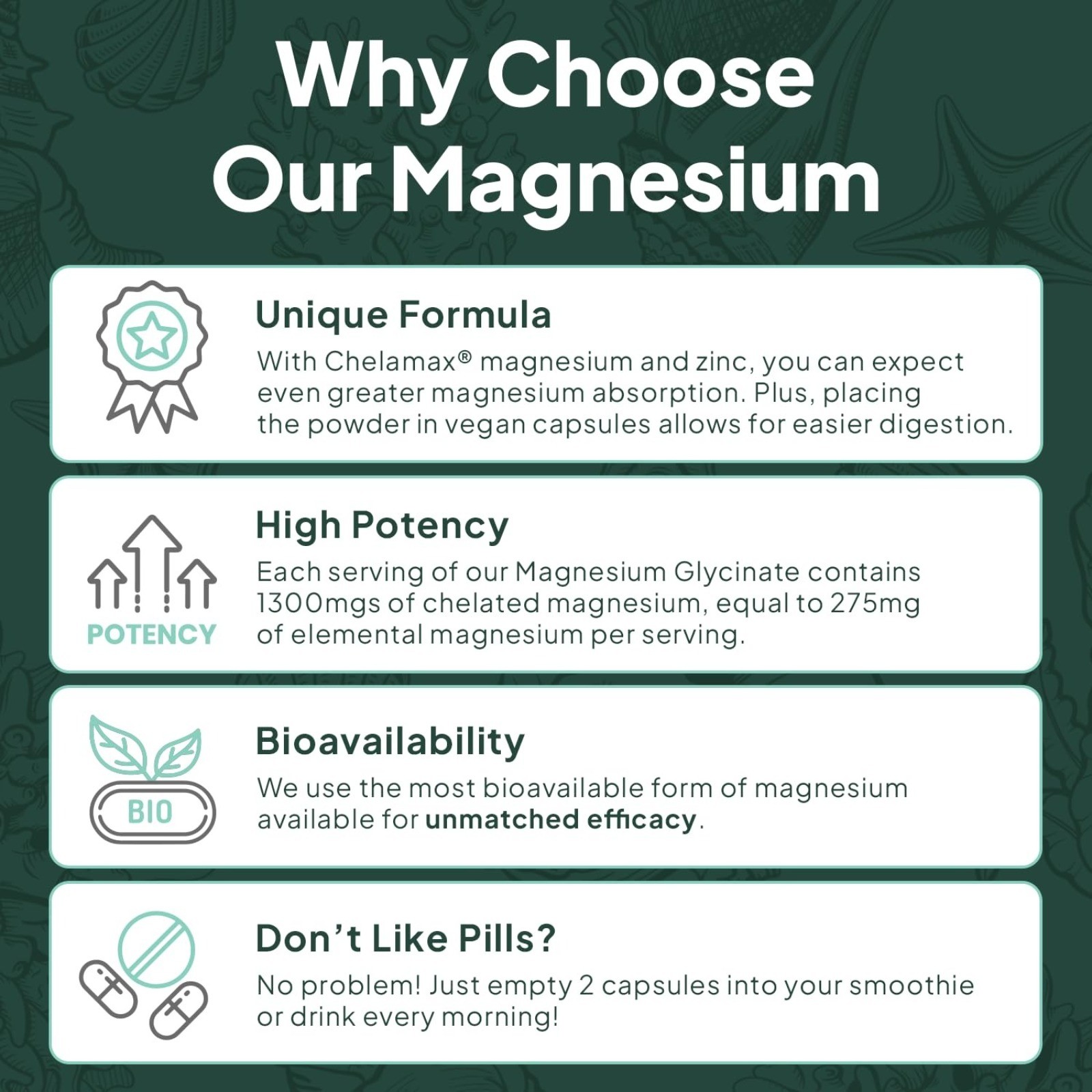 Organics Ocean Pure Magnesium Glycinate with Zinc – Maximum Strength Chelated