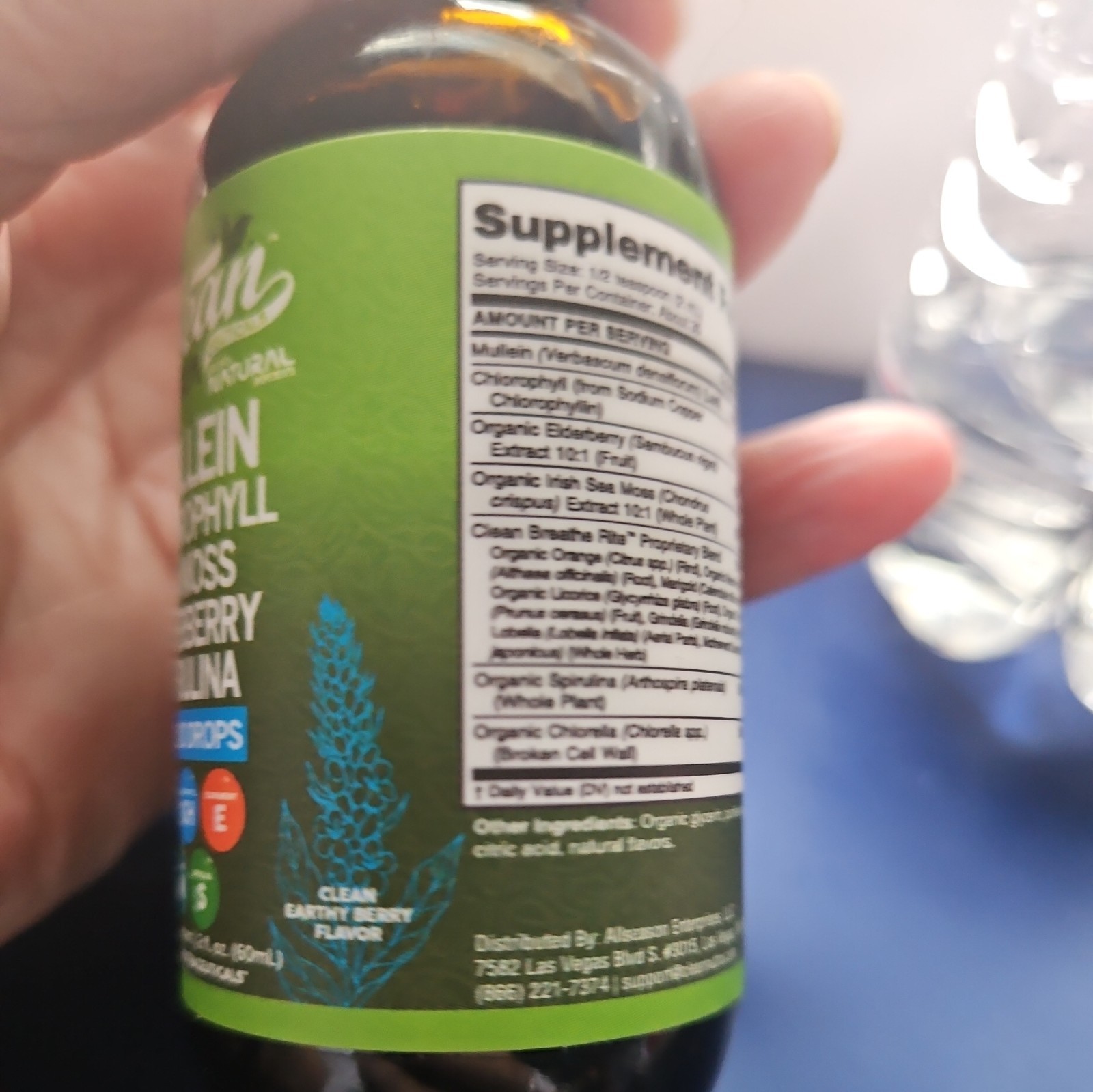 Clean Nutra BREATHE RITE 2oz Mullein Chlorophyll Sea Moss LIQUID DROPS 03/2027
