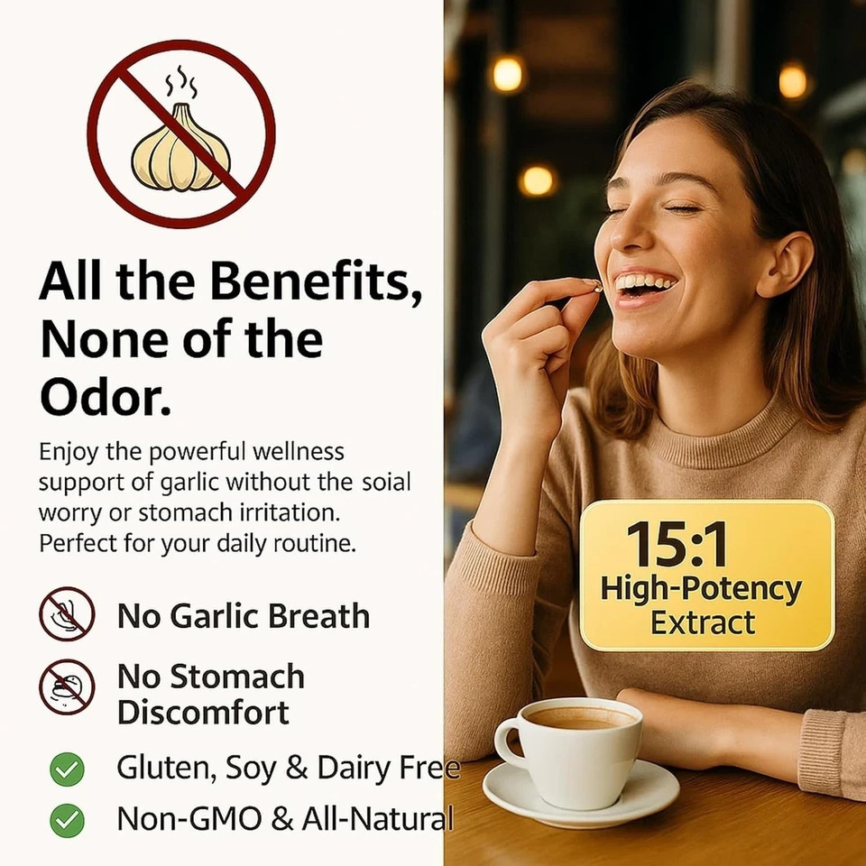 Odorless Garlic 7500mg Per Servings, 300 Softgels | 2 Years Aged Garlic Extra…