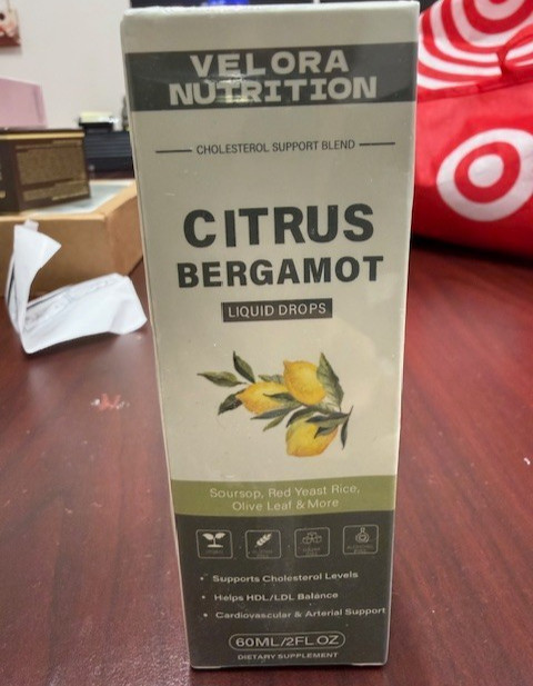 Velora Nutrition Citrus Bergamot Liquid Drops 60mL 2 fl oz Sealed Exp 09/14/2027