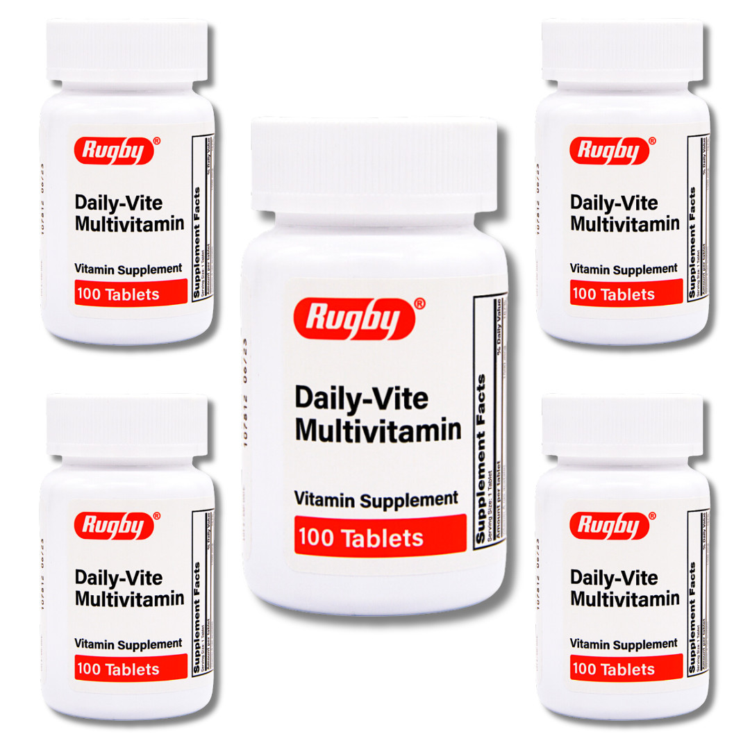 Rugby Daily-Vite Multivitamin – 100 Tablets | Gluten Free 8-2025 (5 Pack)