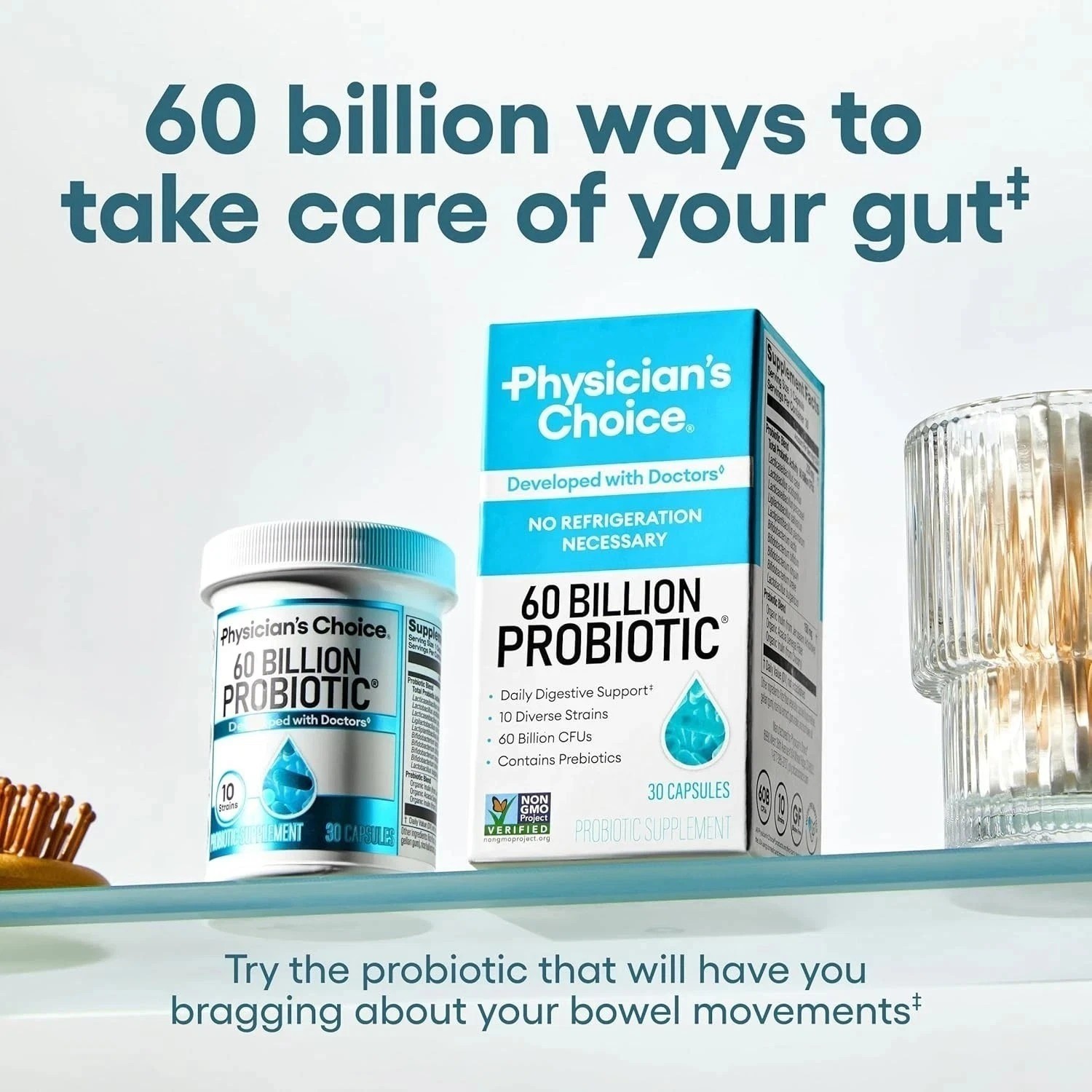 Physician’s Choice Probiotics 60 Billion CFU10 Strains + Organic Prebiotics NEW