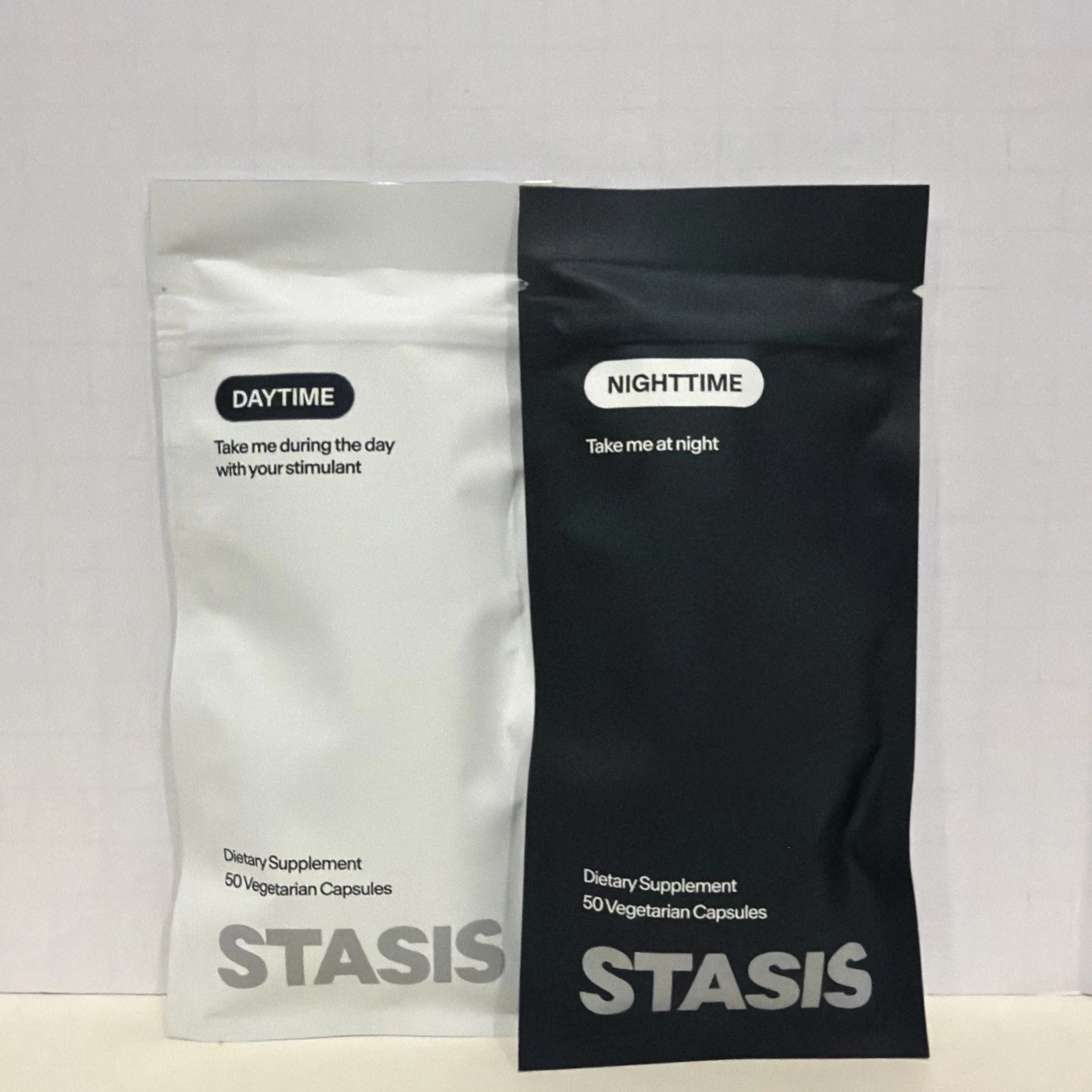 Stasis Daytime & Nighttime Supplement Bundle 50 Caps Each; SEALED Exp 04/2028