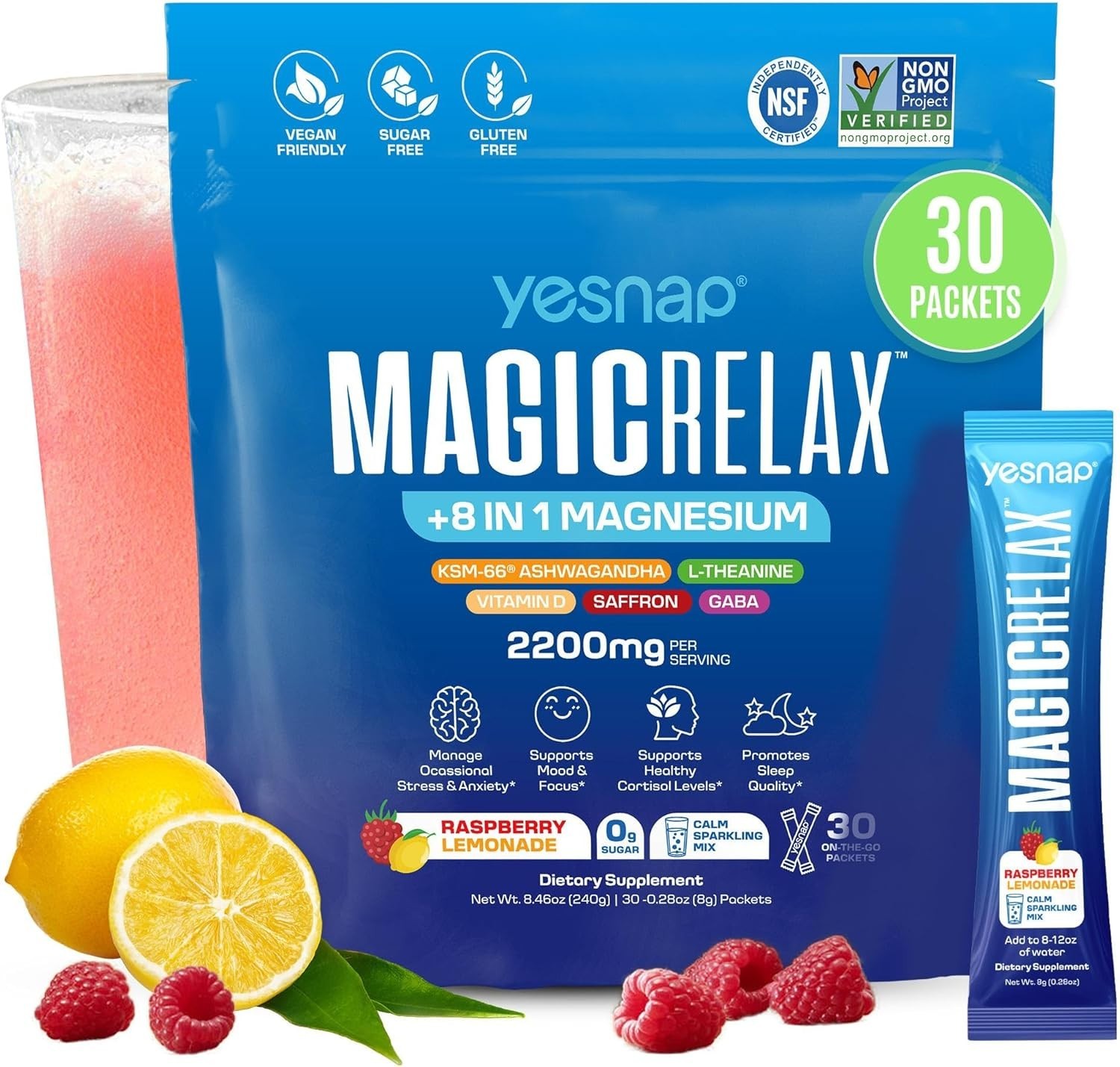 Value!! -MAGICRELAX Calming Sparking Mix 8-in-1 Magnesium KSM-66 Ashwagandha ..